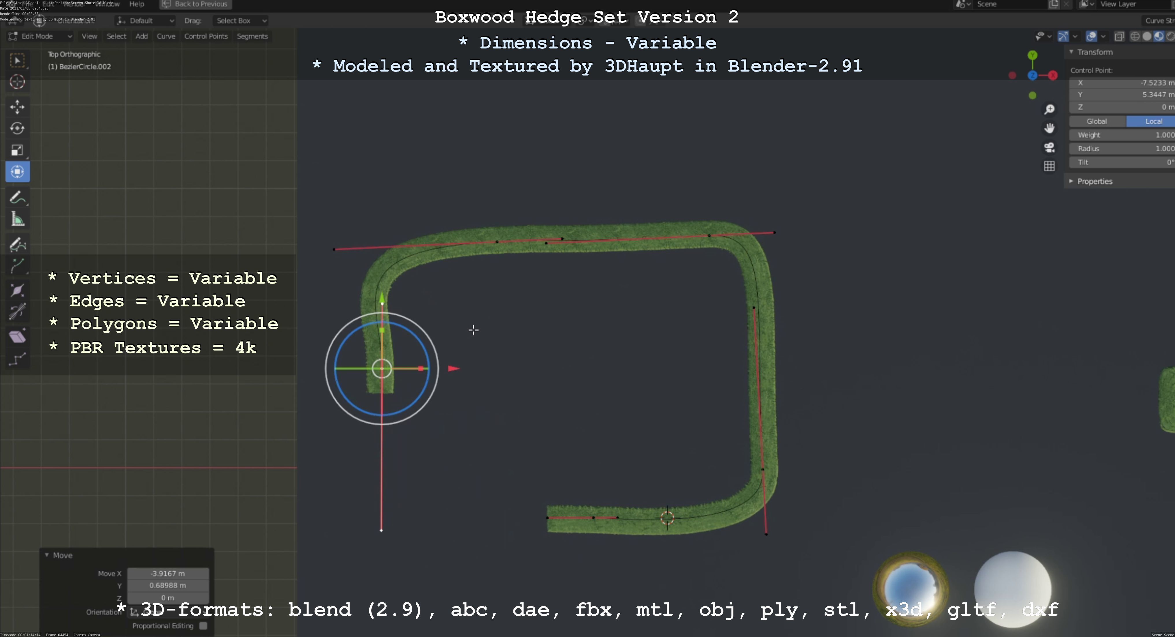 Low-Poly Boxwood Hedge Version 2 Low-poly 3D model_29