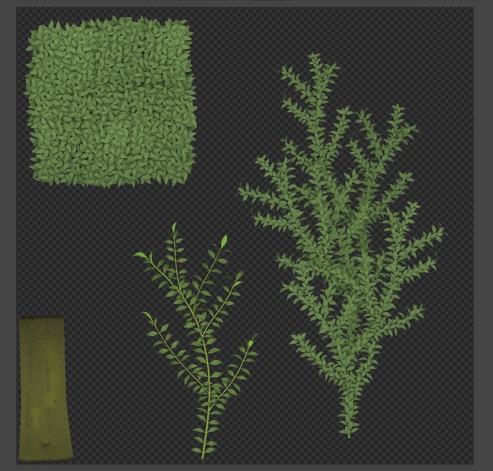 Low-Poly Boxwood Hedge Version 2 Low-poly 3D model_5