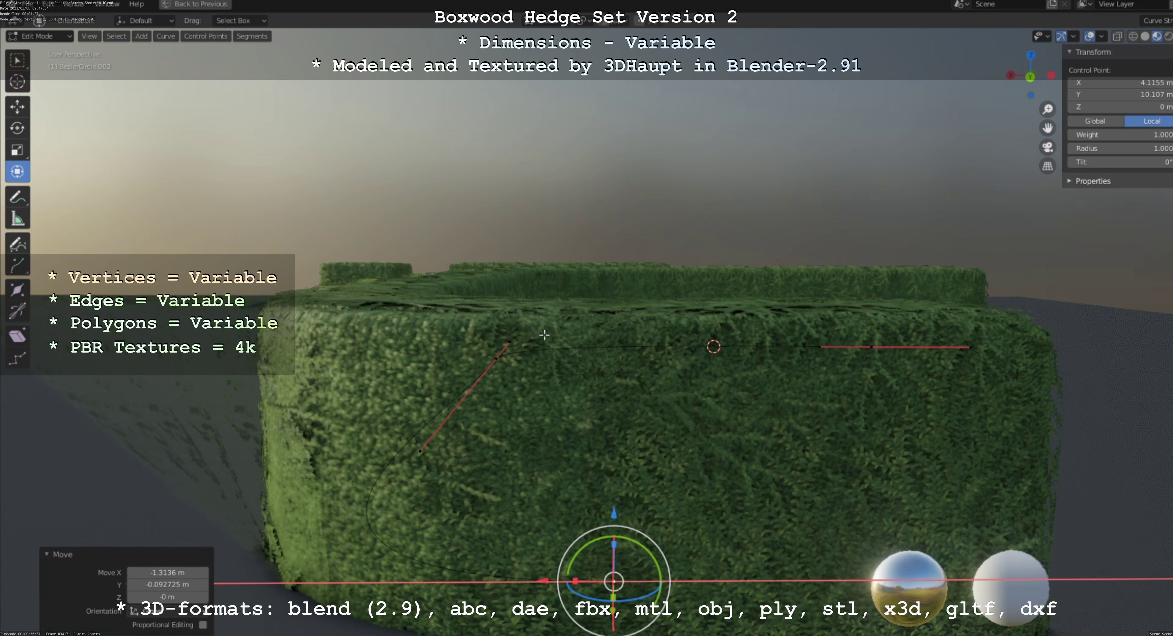 Low-Poly Boxwood Hedge Version 2 Low-poly 3D model_114