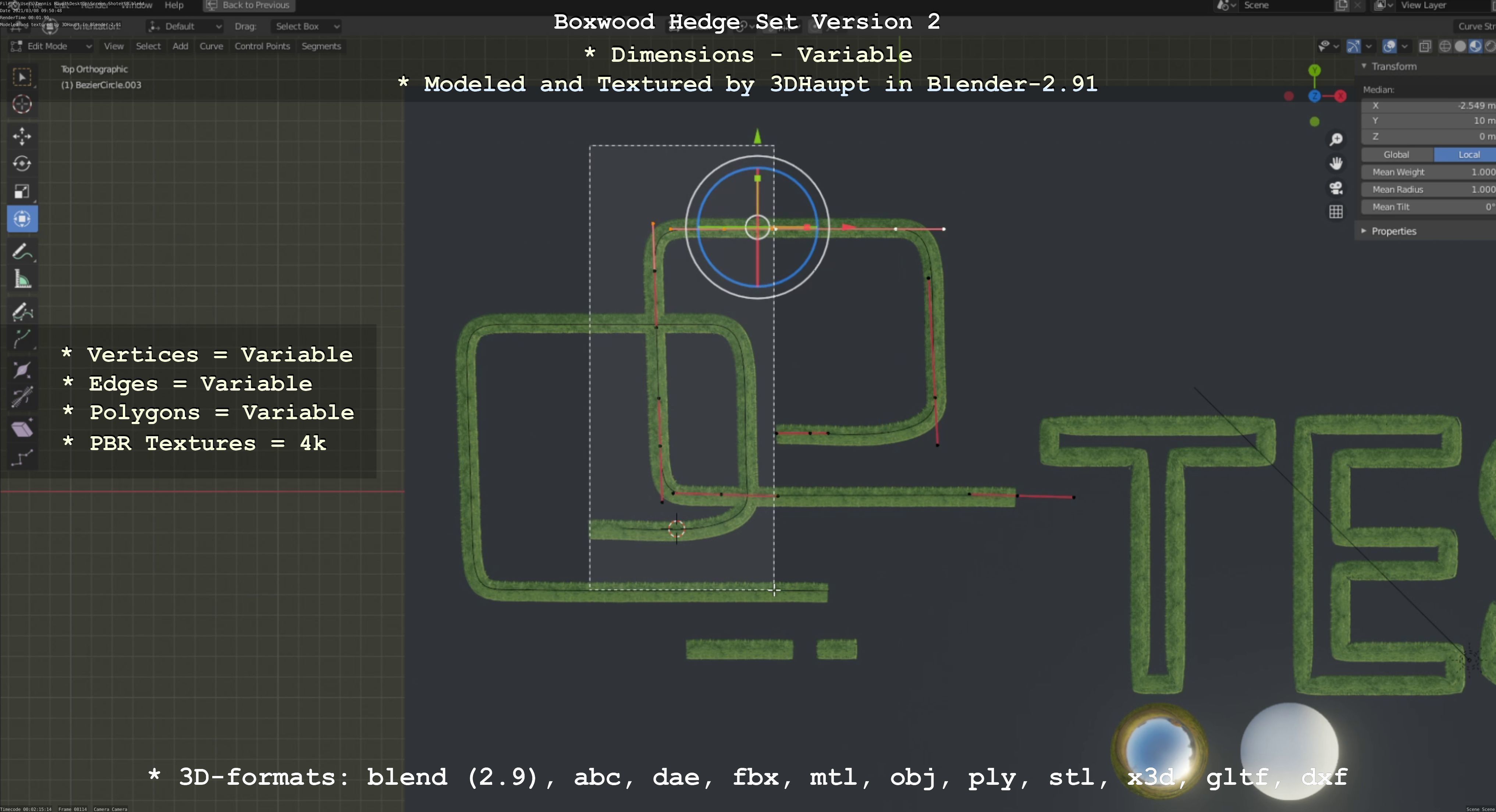 Low-Poly Boxwood Hedge Version 2 Low-poly 3D model_39