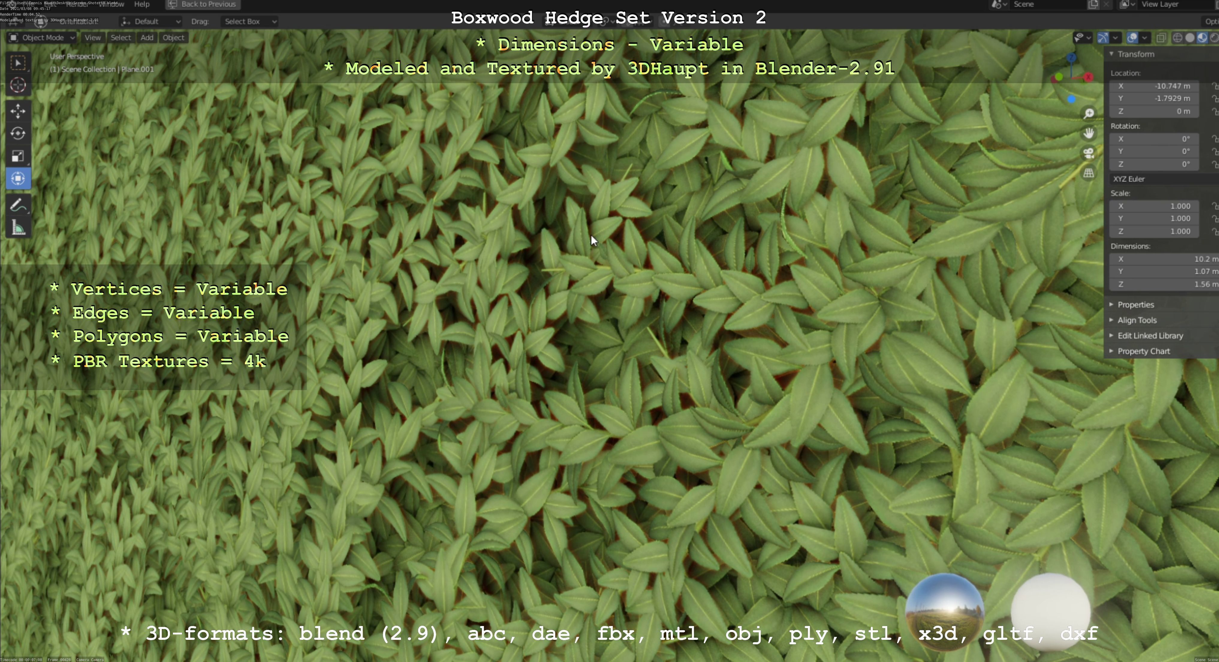 Low-Poly Boxwood Hedge Version 2 Low-poly 3D model_26