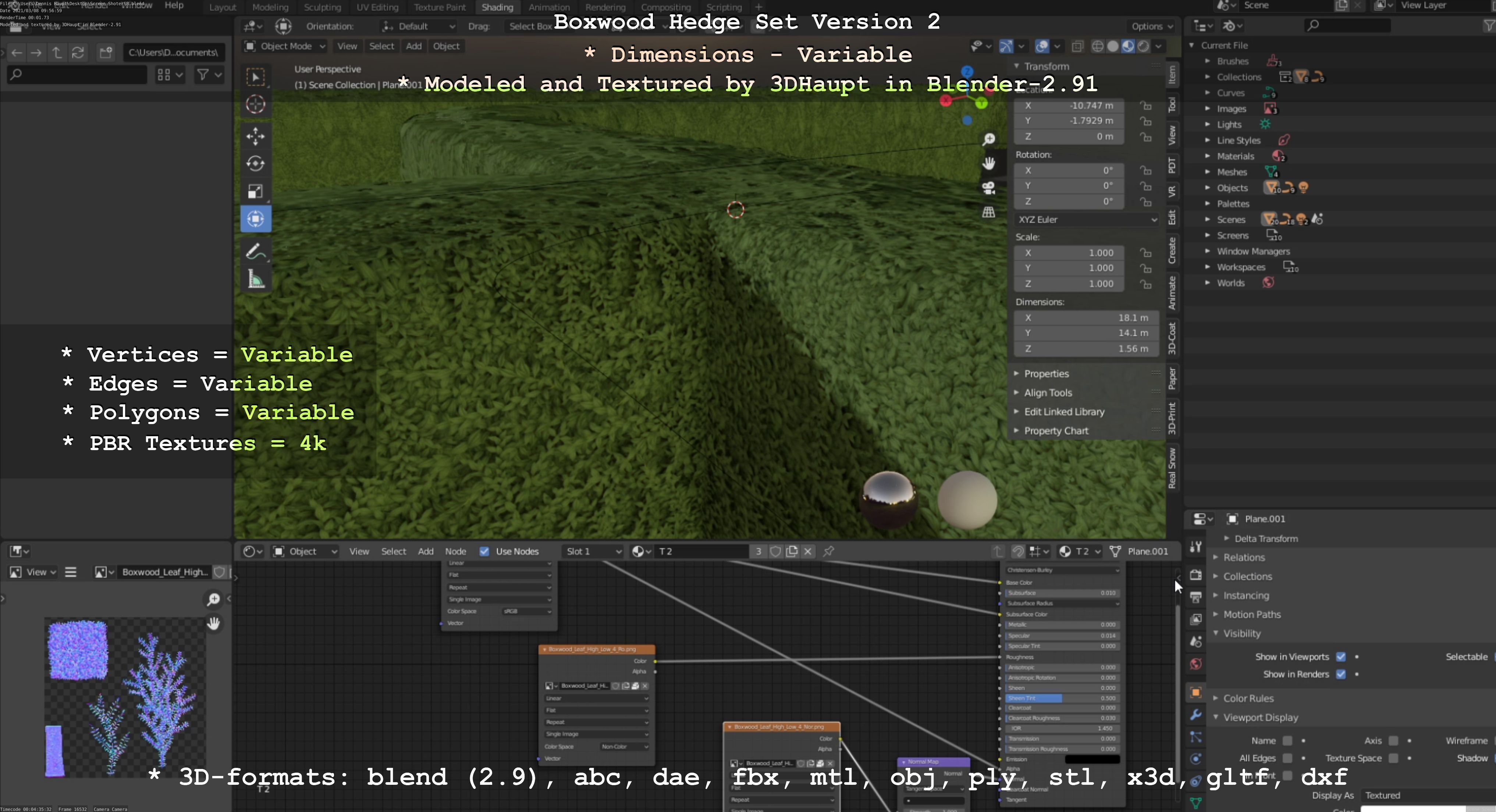 Low-Poly Boxwood Hedge Version 2 Low-poly 3D model_77