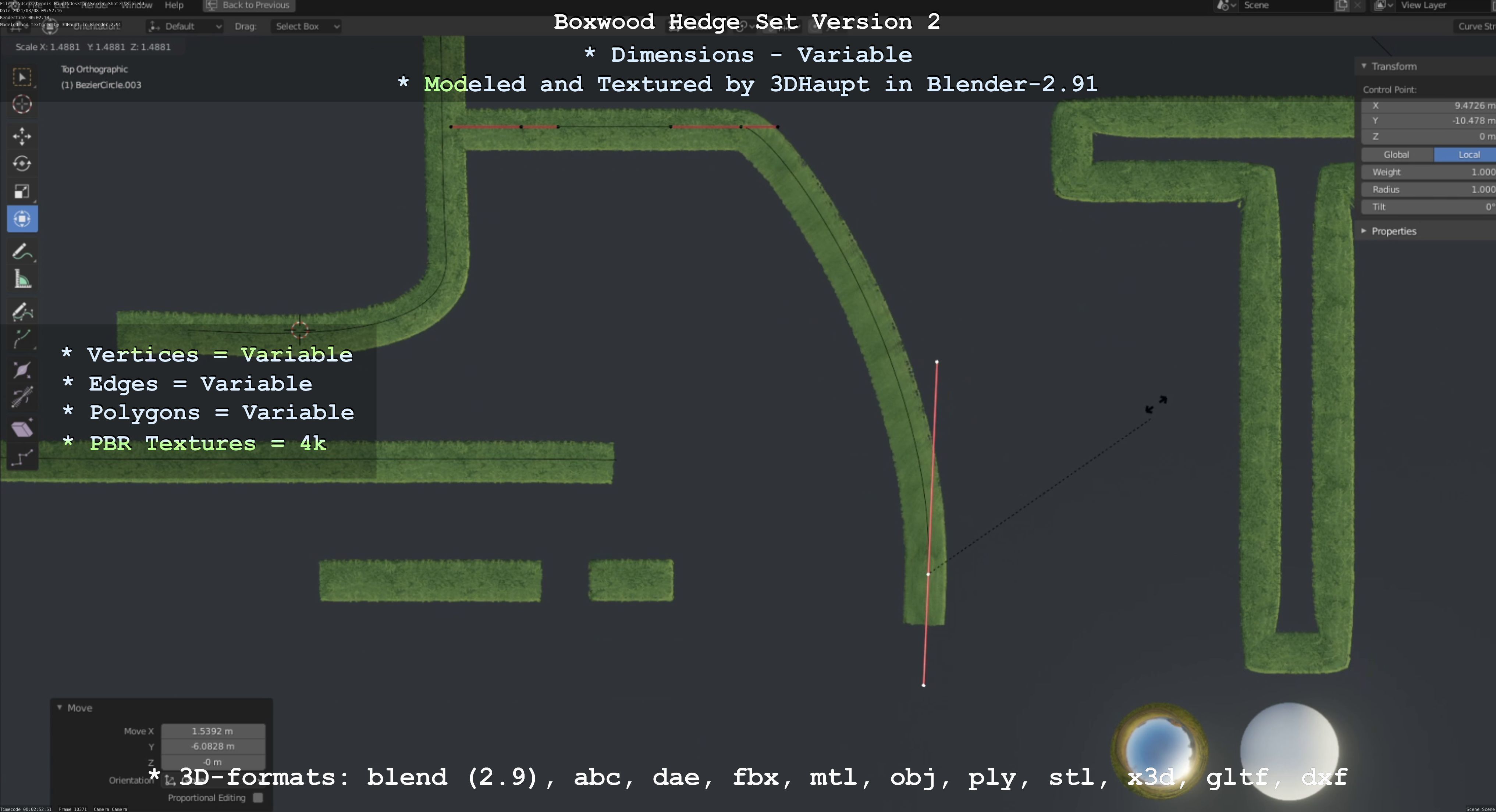 Low-Poly Boxwood Hedge Version 2 Low-poly 3D model_42
