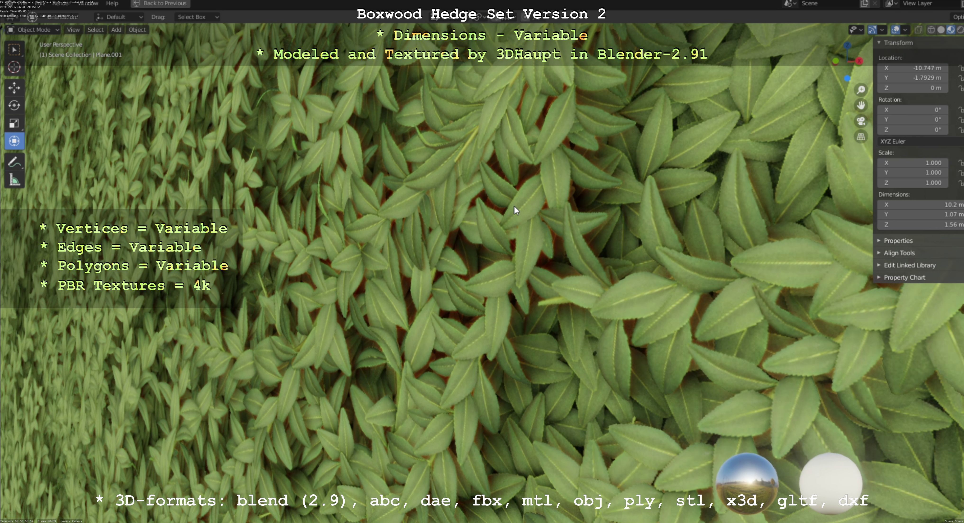 Low-Poly Boxwood Hedge Version 2 Low-poly 3D model_97
