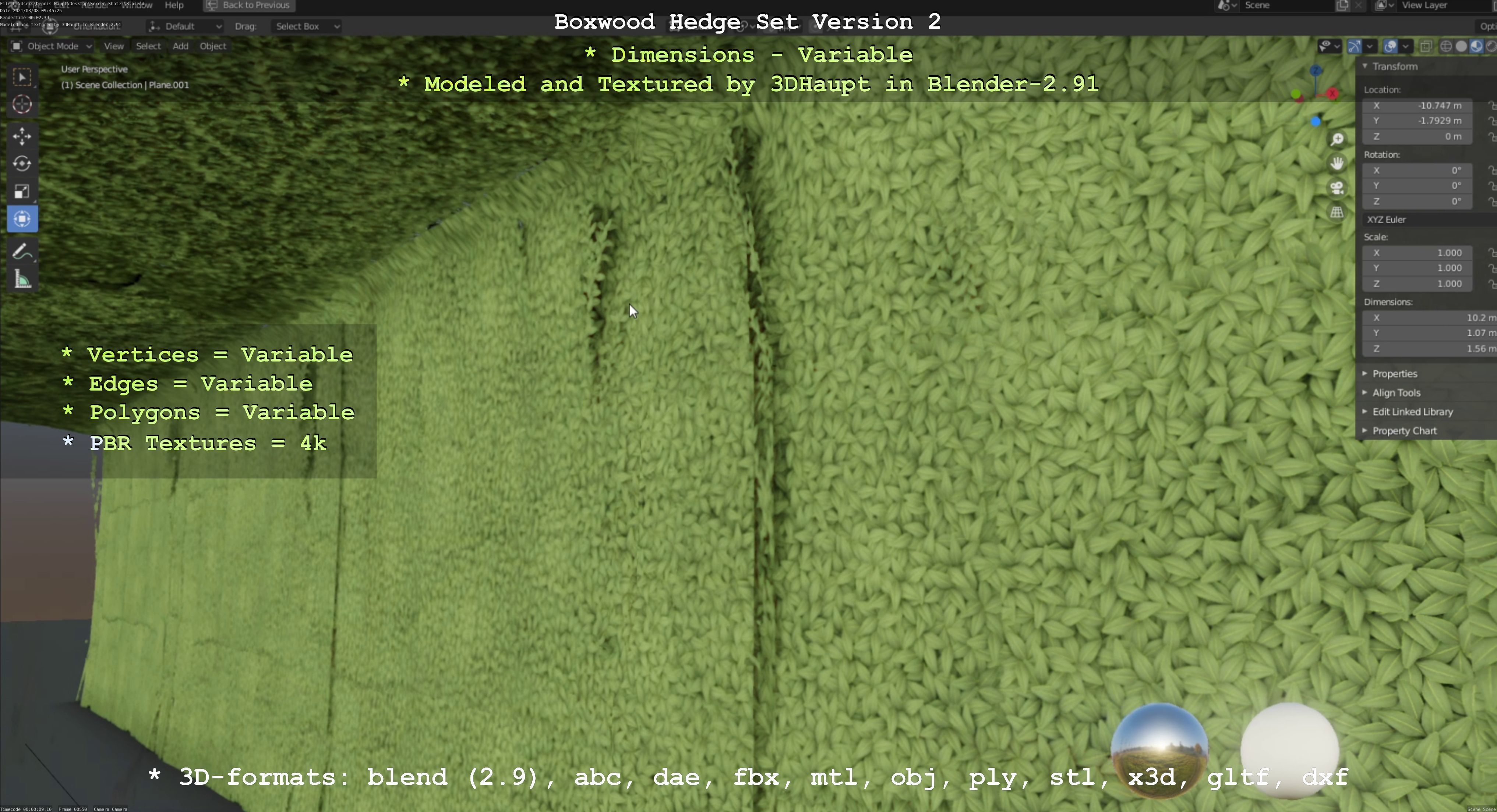 Low-Poly Boxwood Hedge Version 2 Low-poly 3D model_95