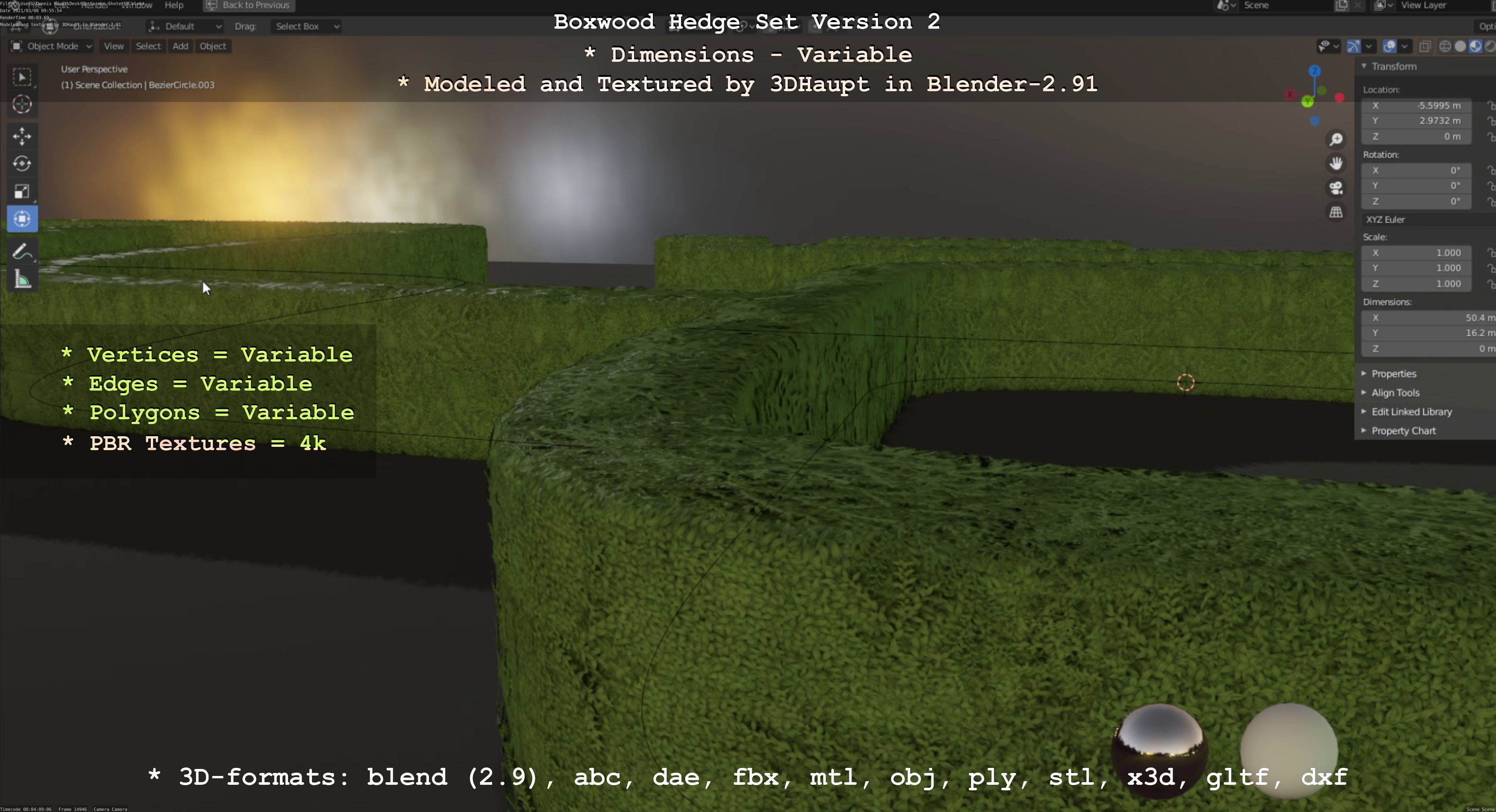 Low-Poly Boxwood Hedge Version 2 Low-poly 3D model_89