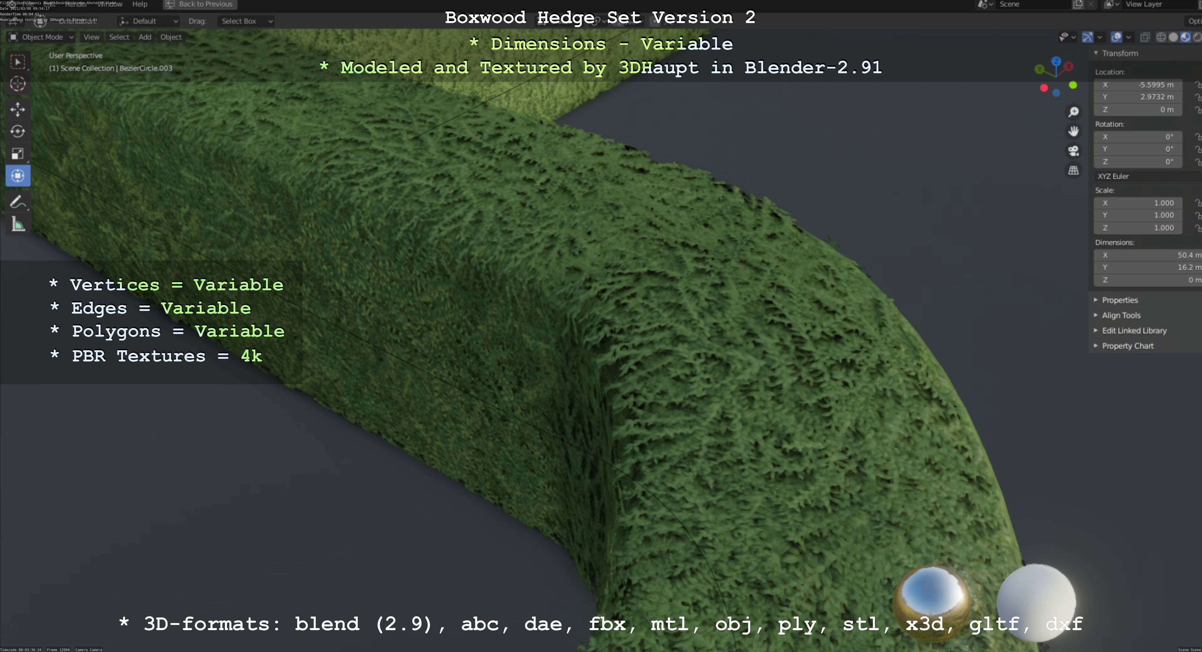 Low-Poly Boxwood Hedge Version 2 Low-poly 3D model_21