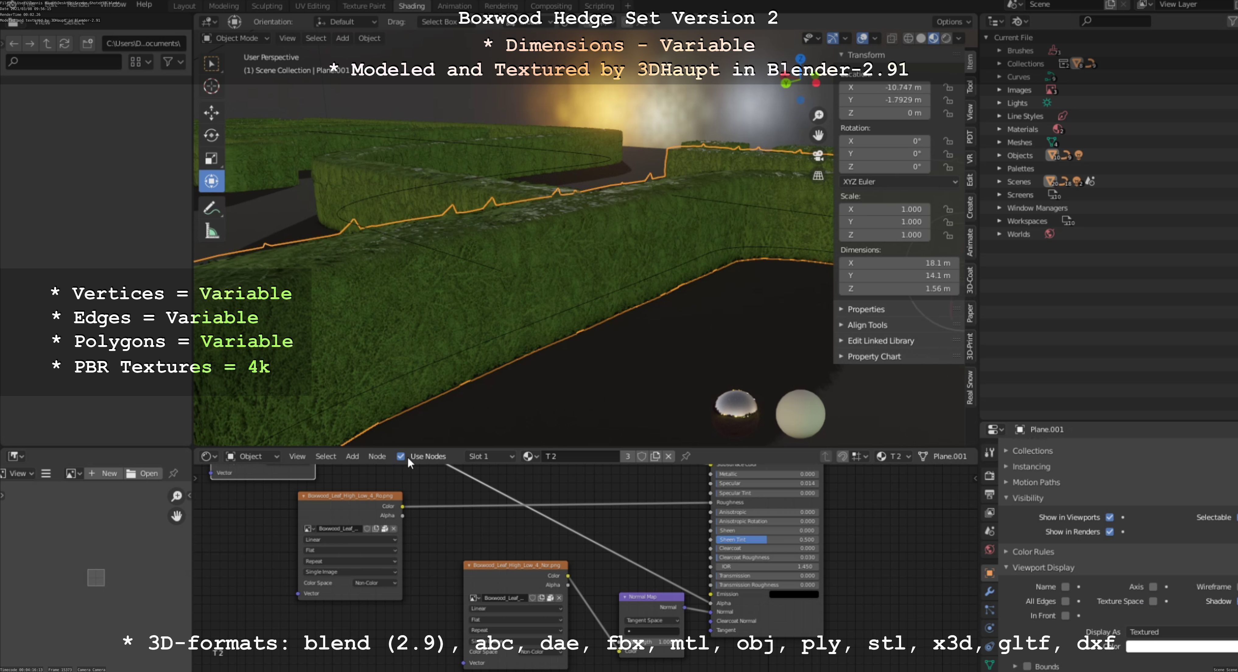 Low-Poly Boxwood Hedge Version 2 Low-poly 3D model_64