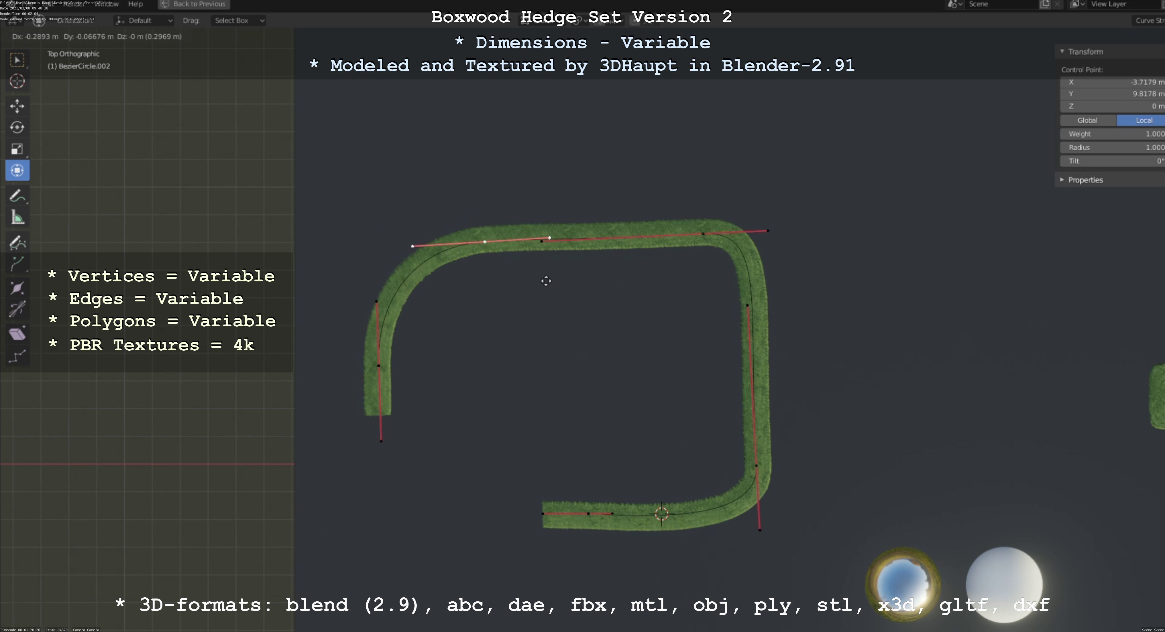 Low-Poly Boxwood Hedge Version 2 Low-poly 3D model_124