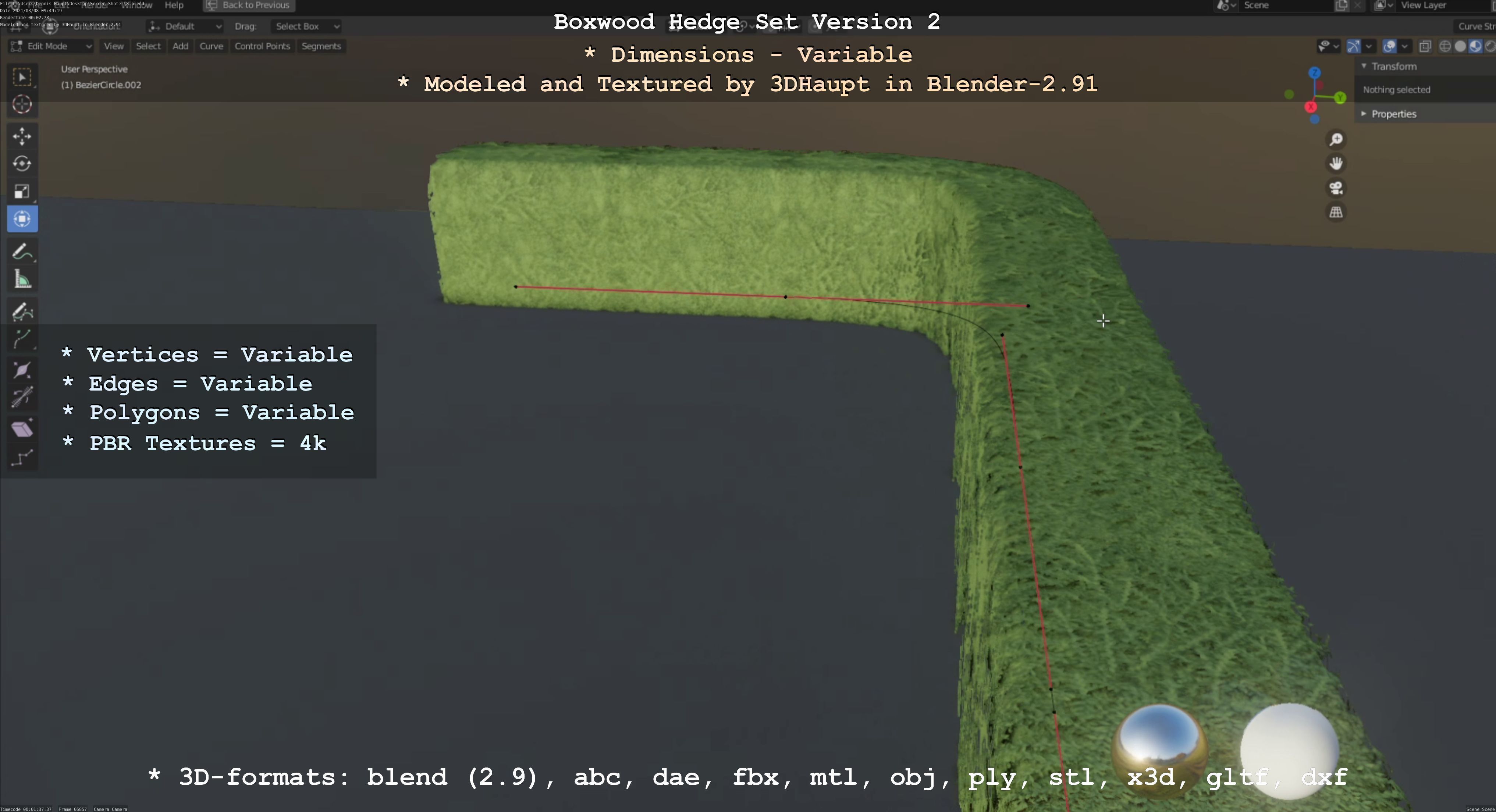 Low-Poly Boxwood Hedge Version 2 Low-poly 3D model_35