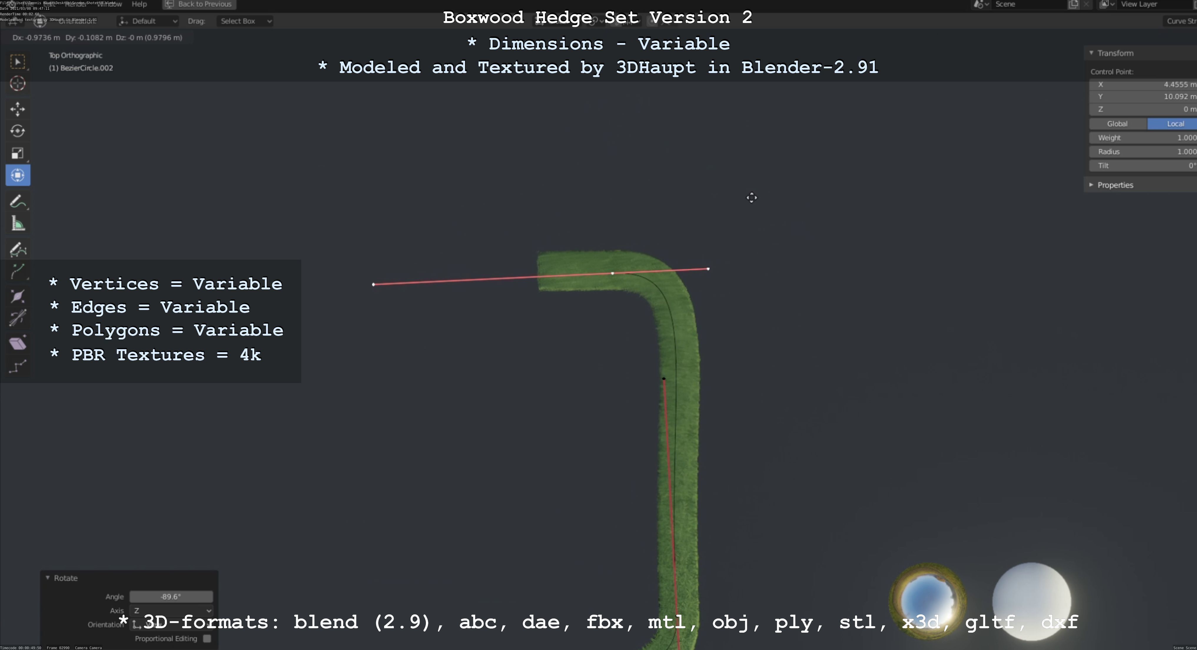 Low-Poly Boxwood Hedge Version 2 Low-poly 3D model_105