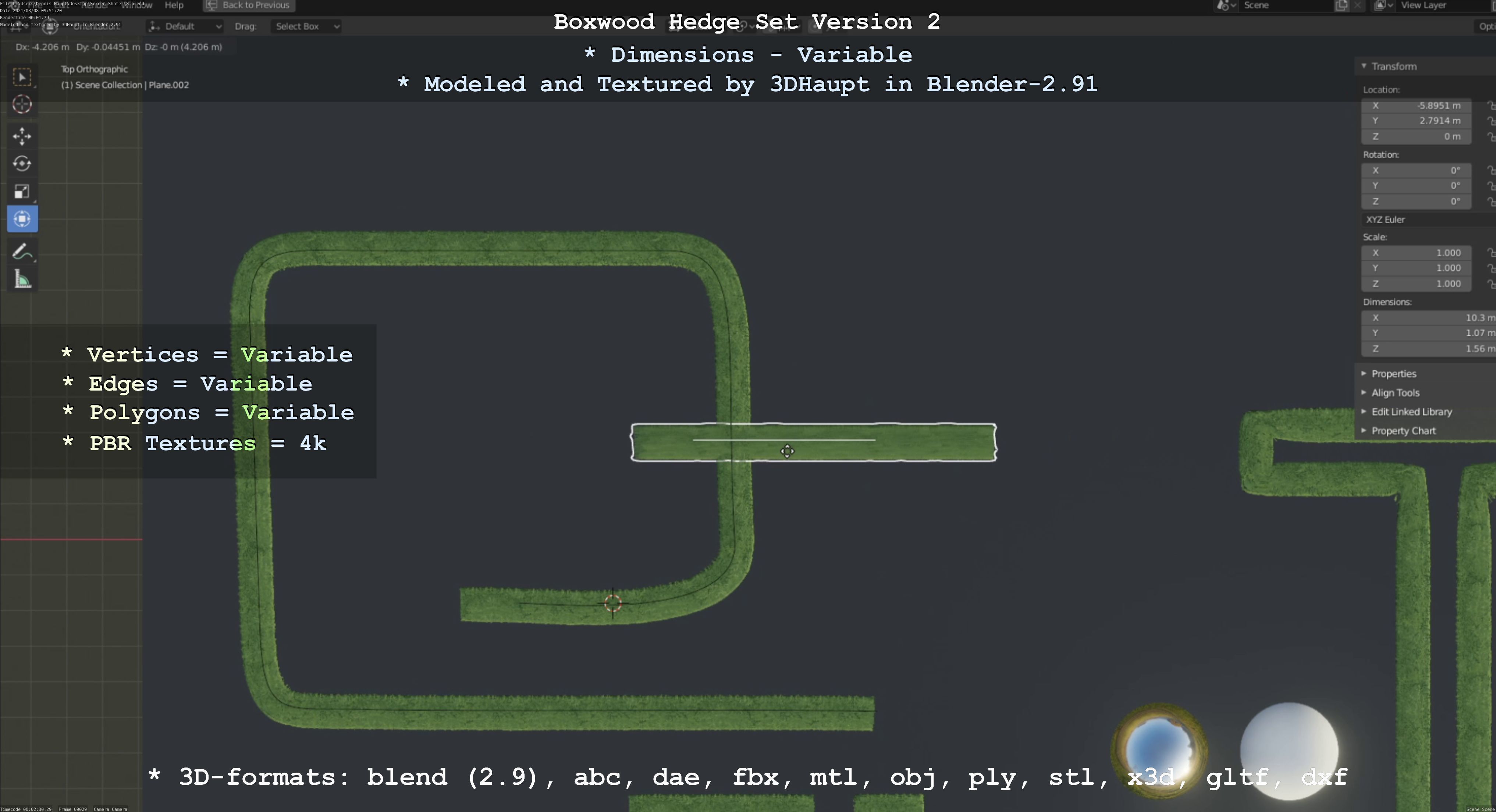 Low-Poly Boxwood Hedge Version 2 Low-poly 3D model_108