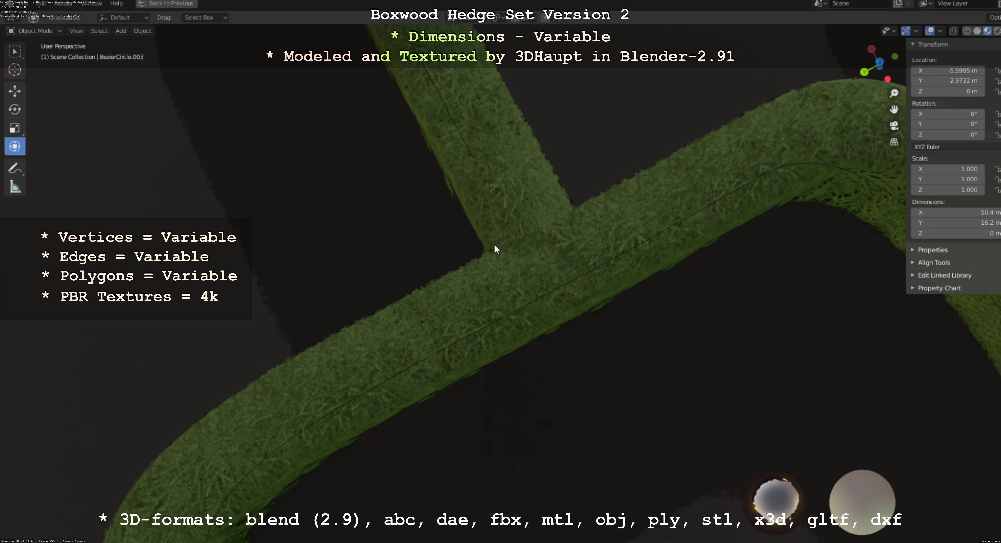 Low-Poly Boxwood Hedge Version 2 Low-poly 3D model_127