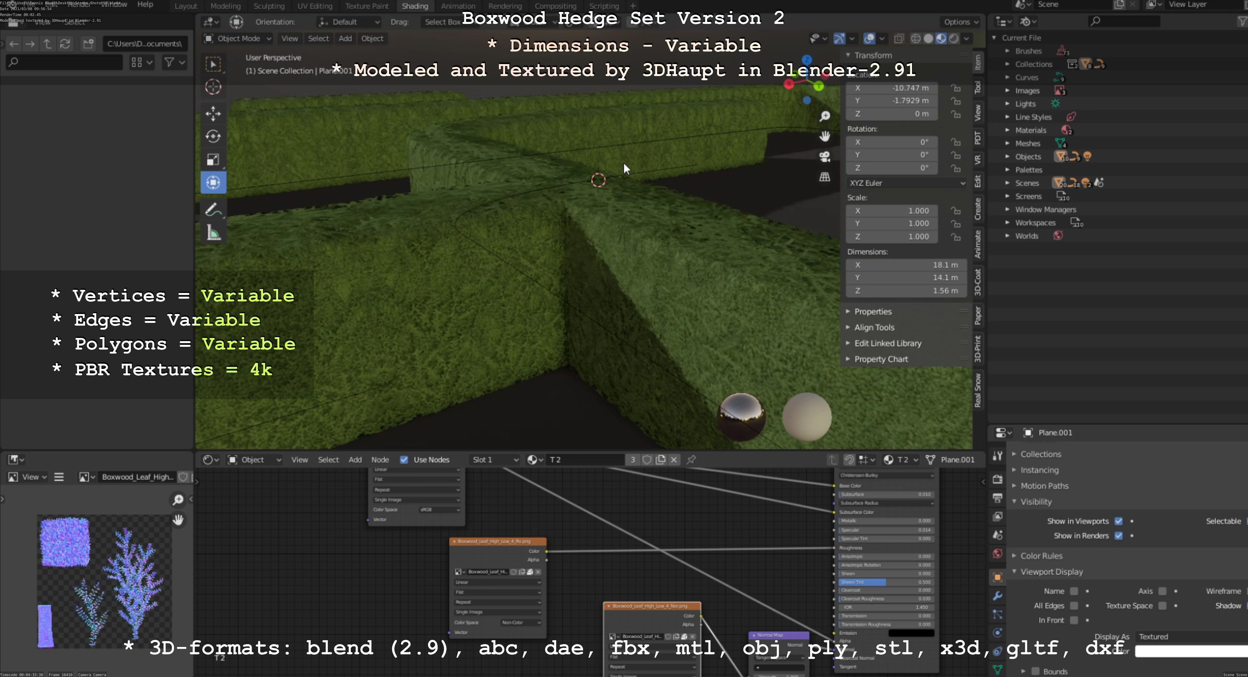 Low-Poly Boxwood Hedge Version 2 Low-poly 3D model_96