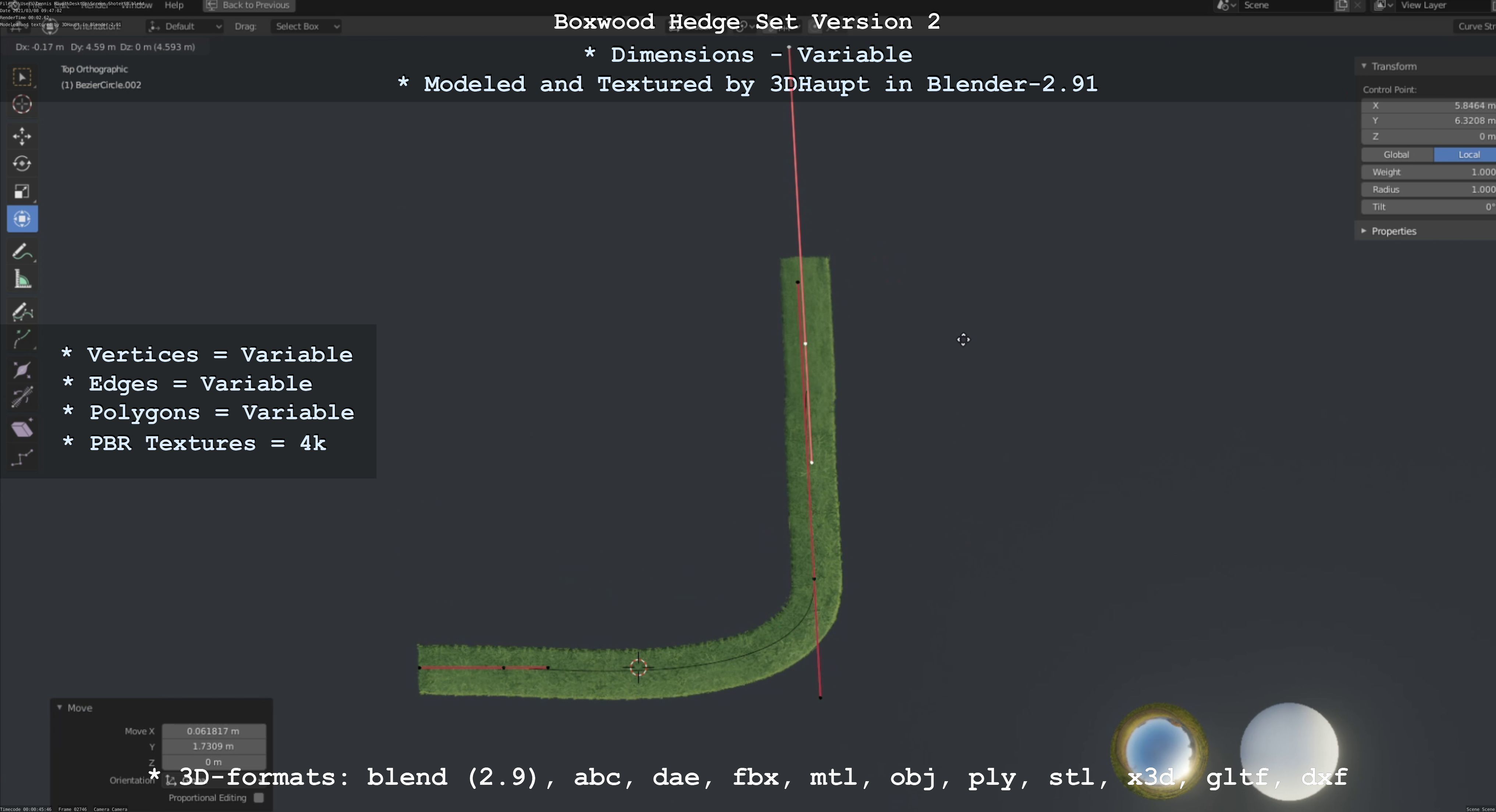 Low-Poly Boxwood Hedge Version 2 Low-poly 3D model_28