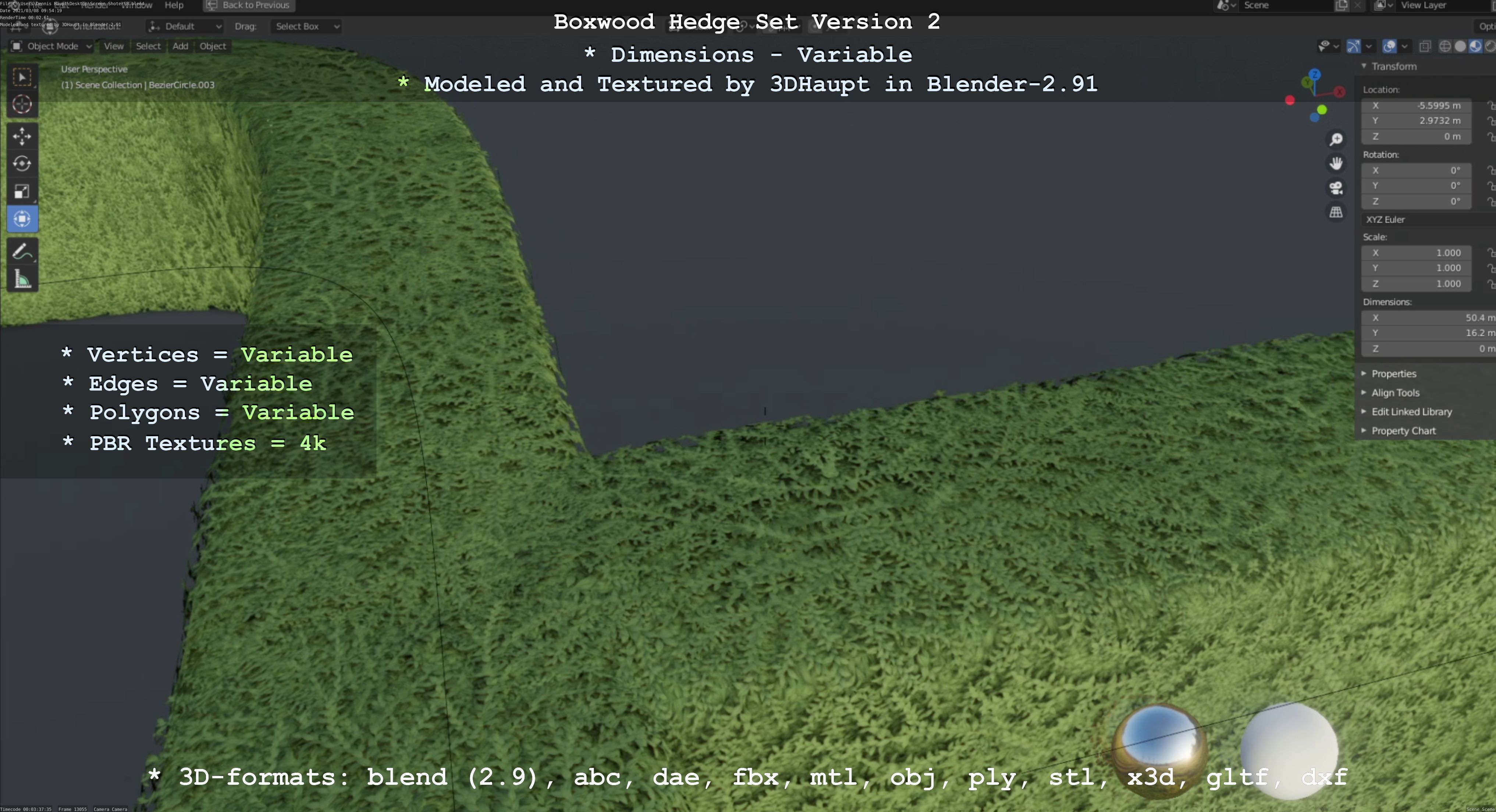 Low-Poly Boxwood Hedge Version 2 Low-poly 3D model_22