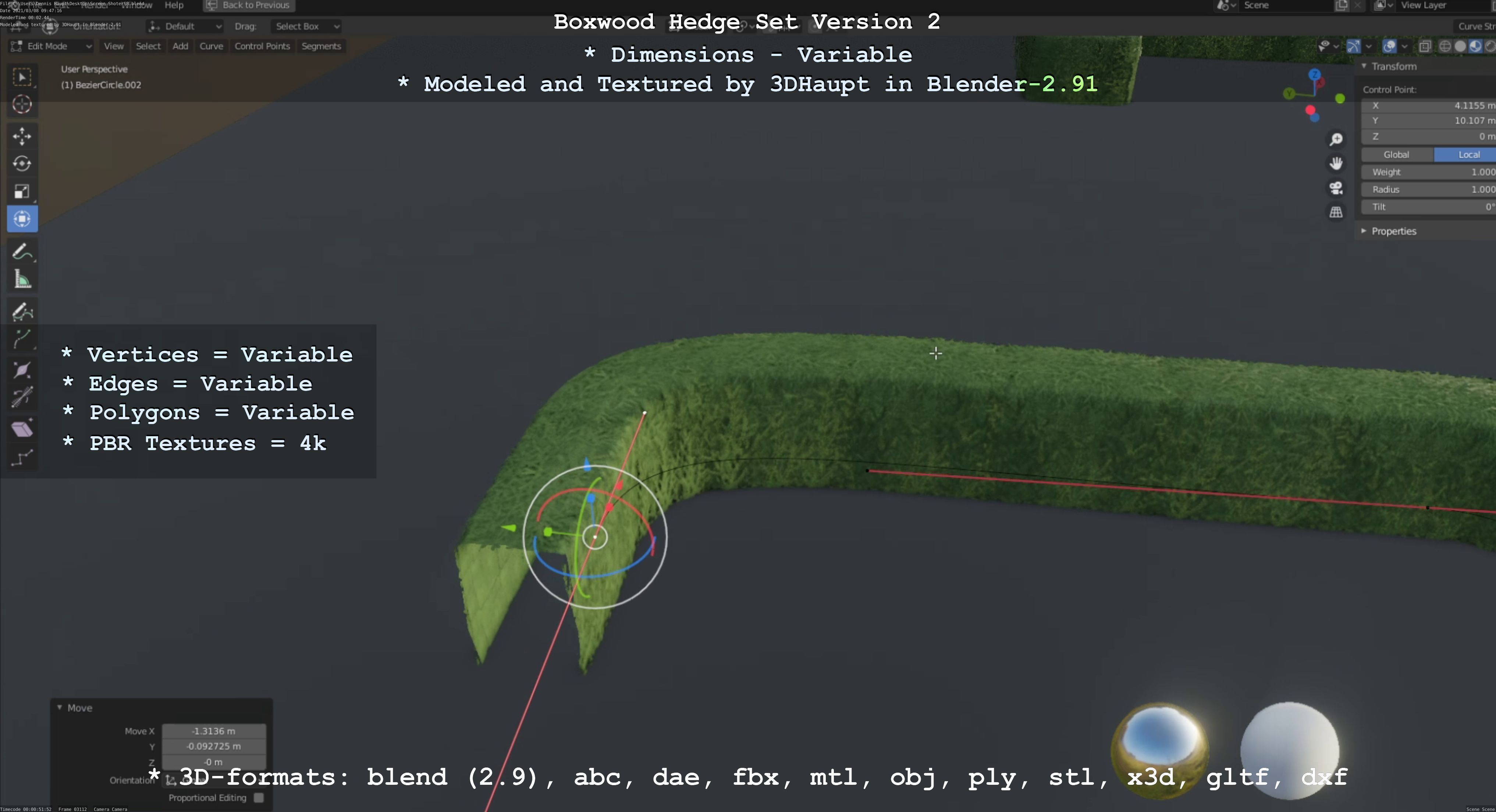 Low-Poly Boxwood Hedge Version 2 Low-poly 3D model_31