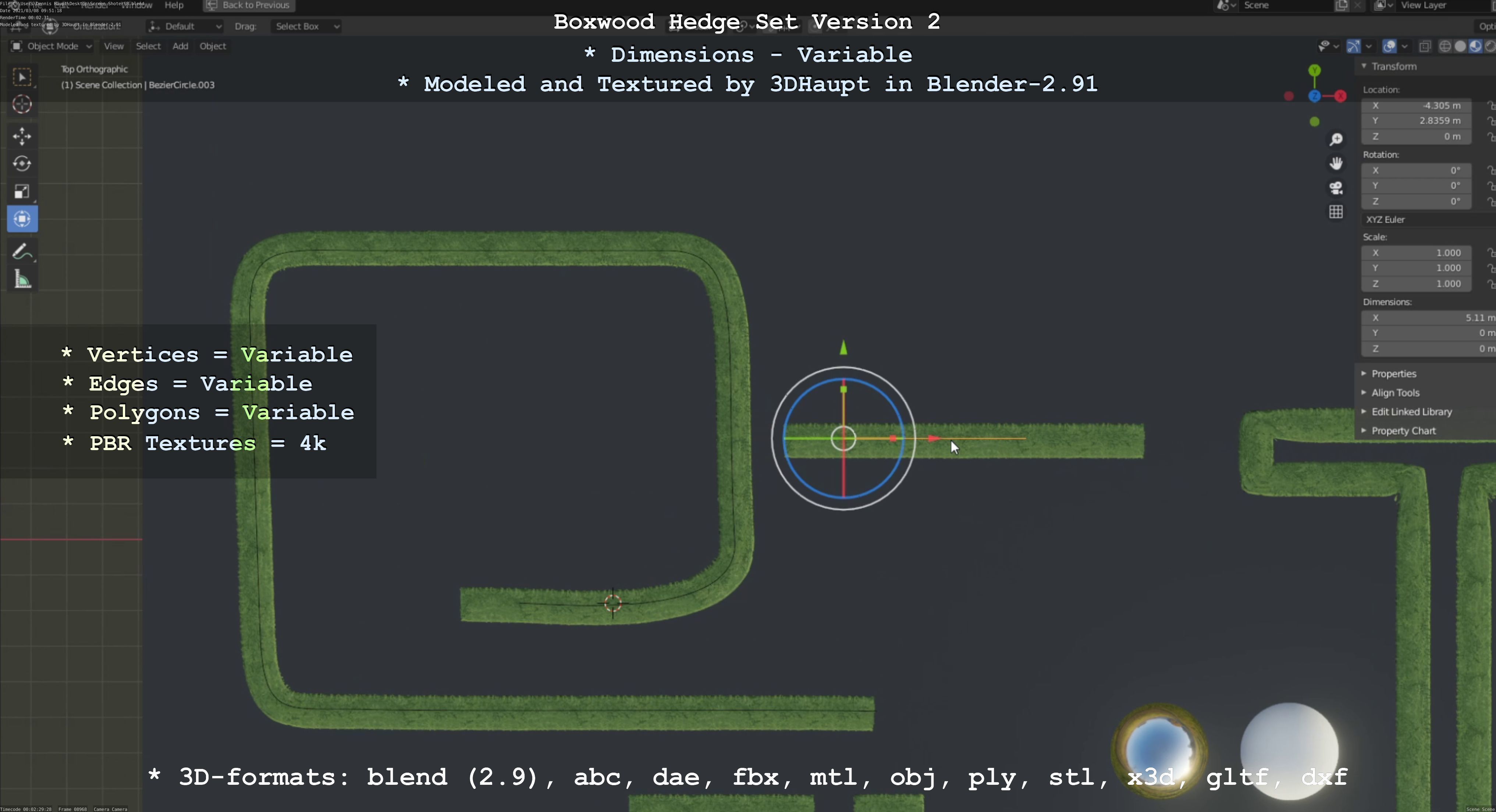 Low-Poly Boxwood Hedge Version 2 Low-poly 3D model_79