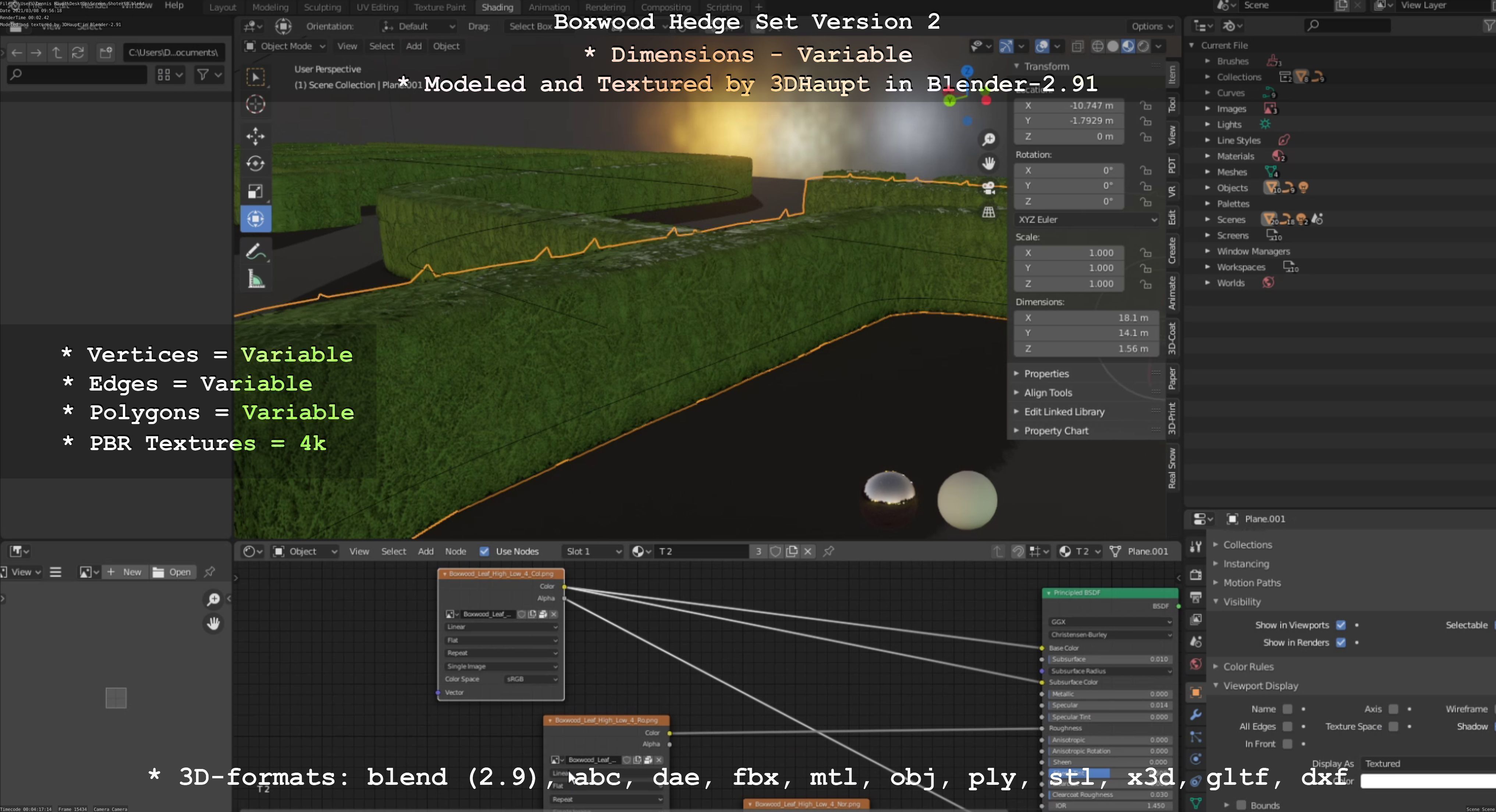 Low-Poly Boxwood Hedge Version 2 Low-poly 3D model_44
