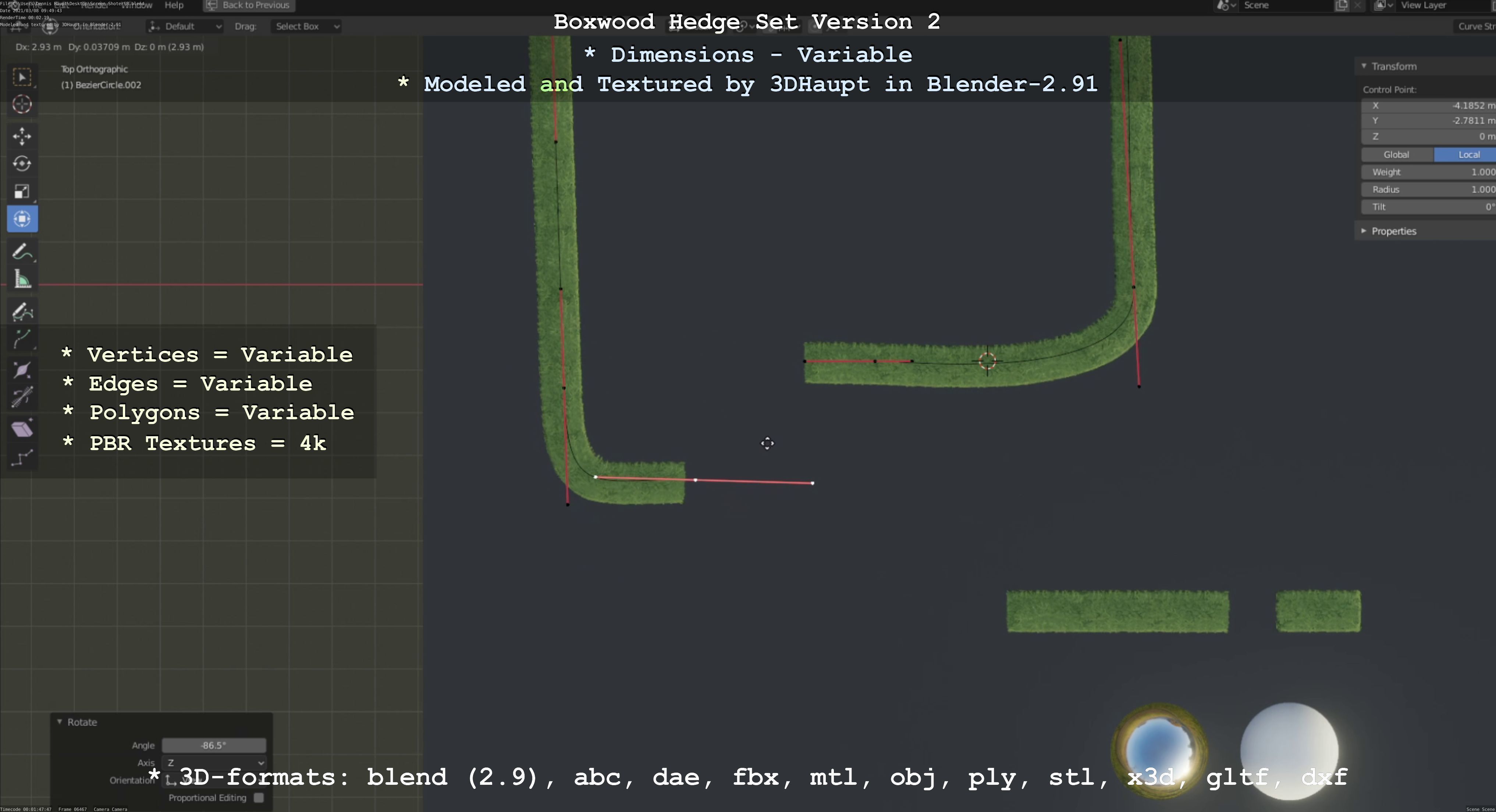 Low-Poly Boxwood Hedge Version 2 Low-poly 3D model_53