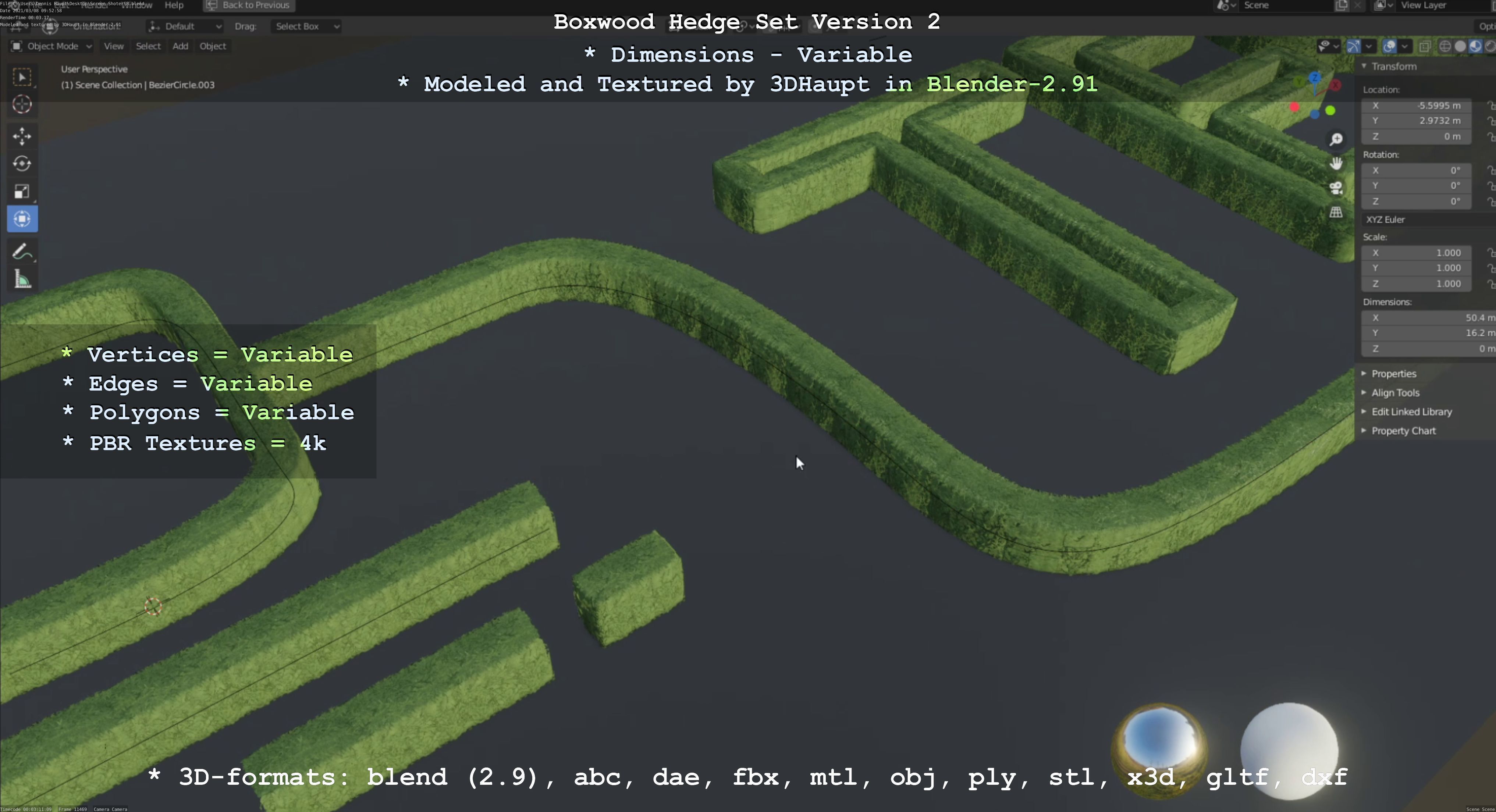 Low-Poly Boxwood Hedge Version 2 Low-poly 3D model_14