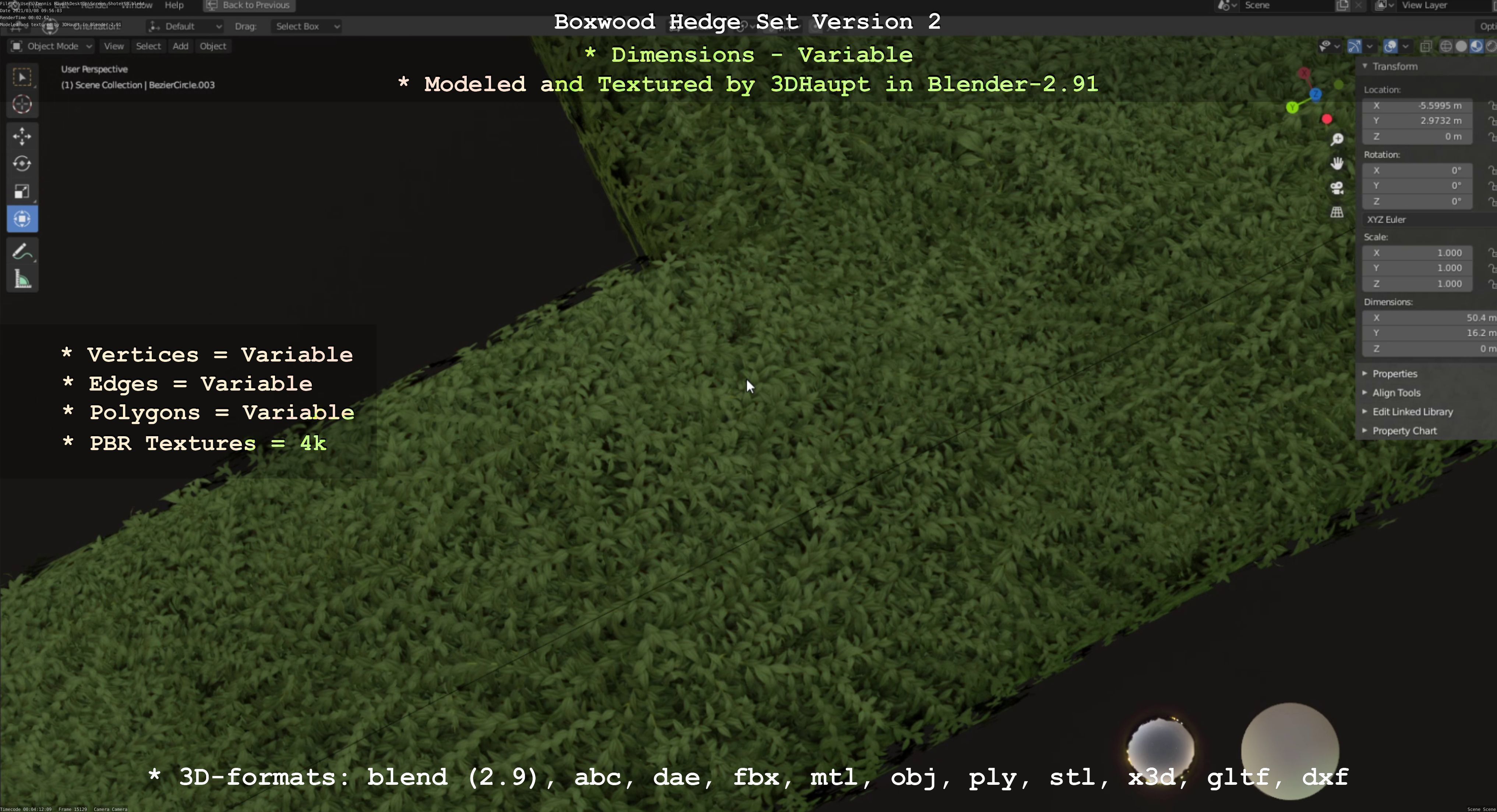 Low-Poly Boxwood Hedge Version 2 Low-poly 3D model_94