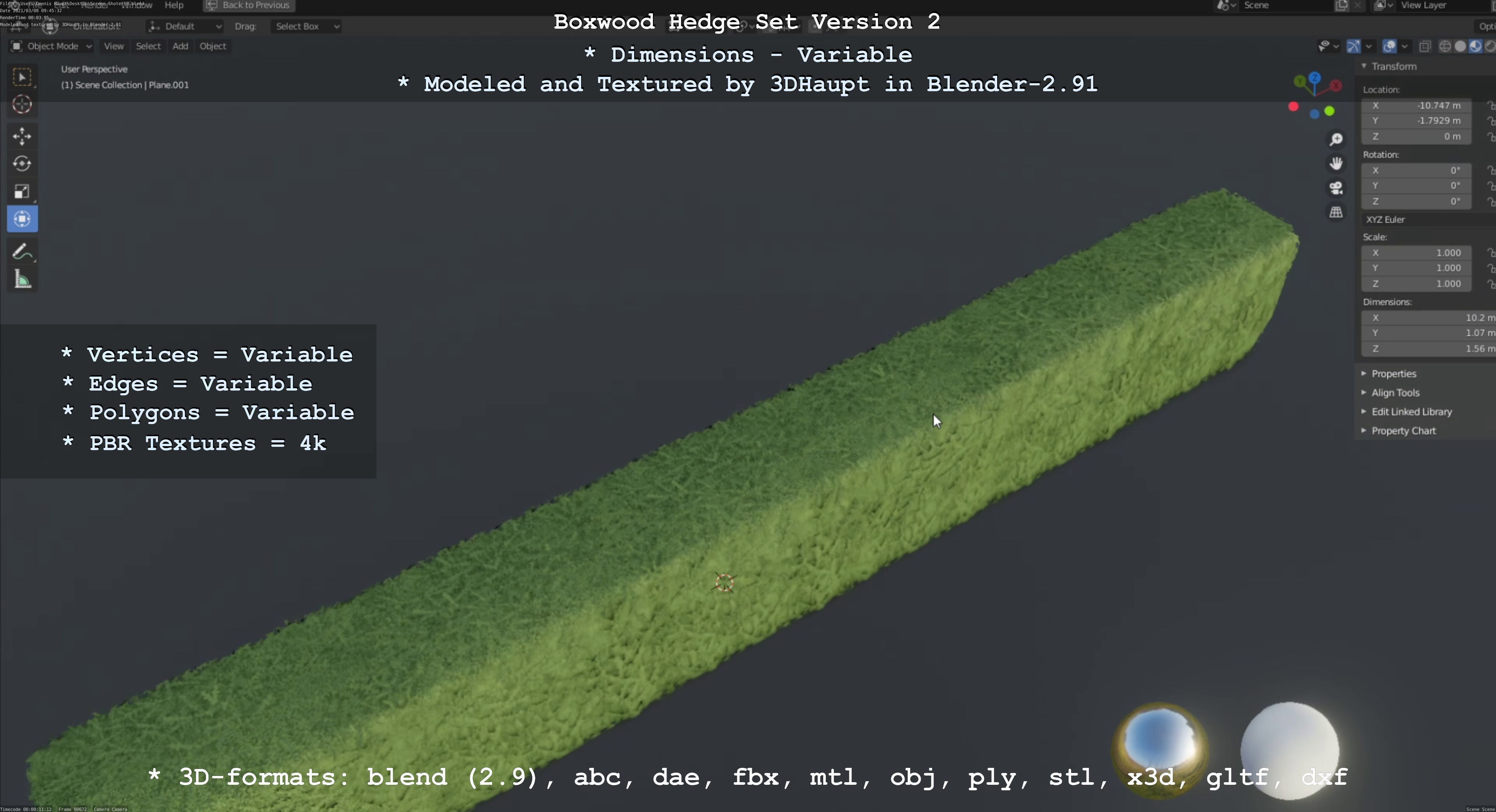 Low-Poly Boxwood Hedge Version 2 Low-poly 3D model_86