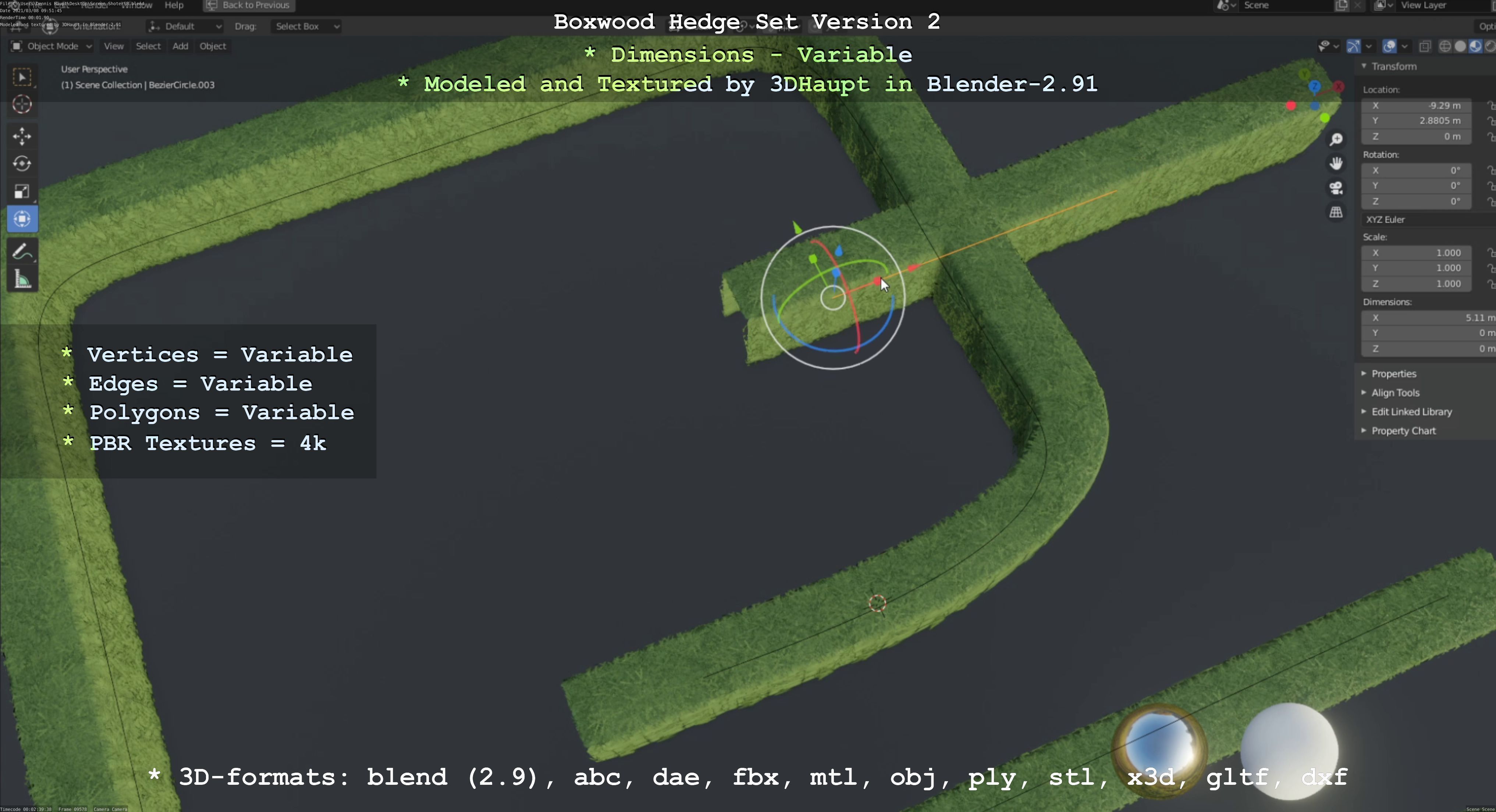 Low-Poly Boxwood Hedge Version 2 Low-poly 3D model_70