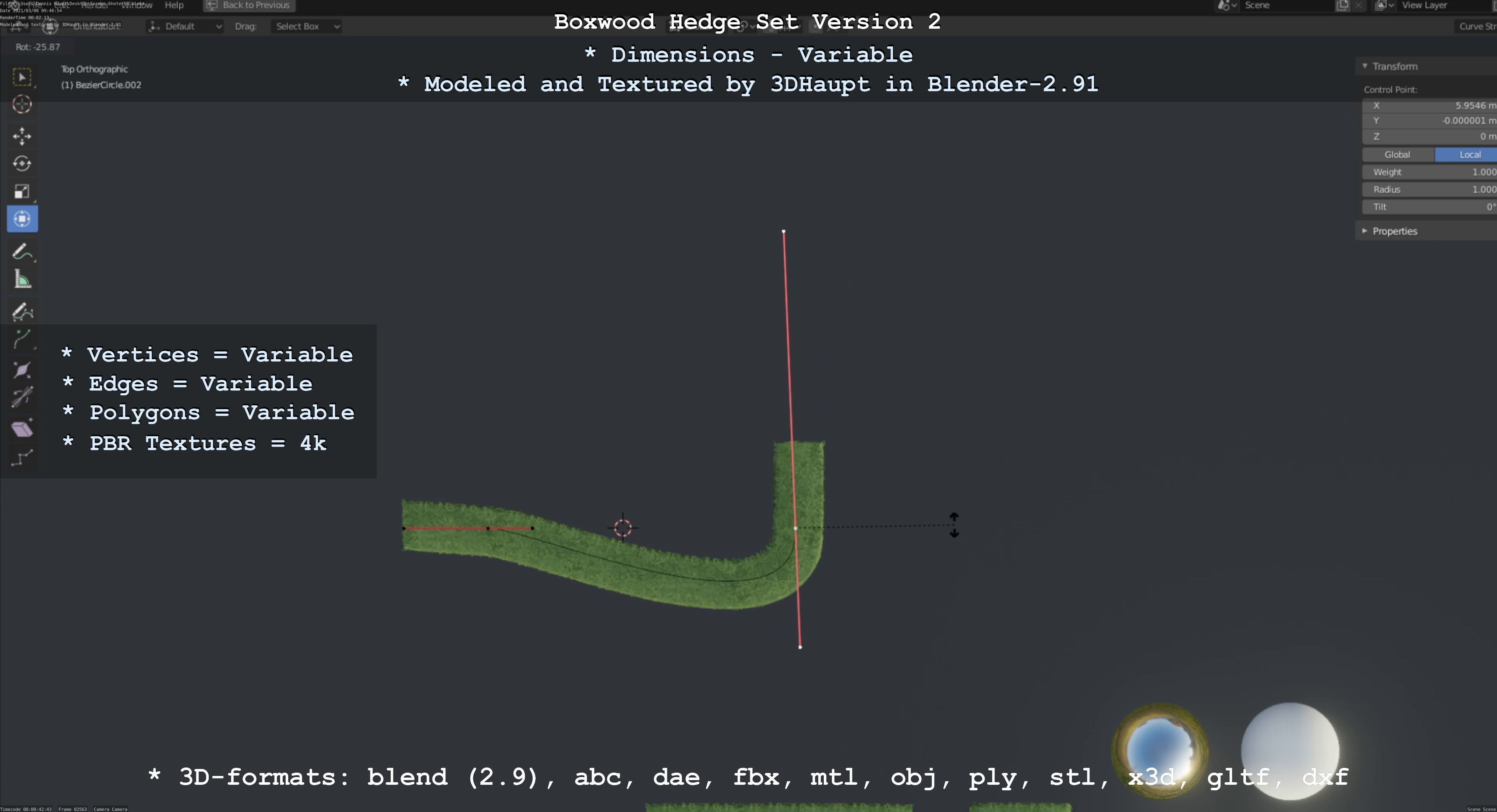 Low-Poly Boxwood Hedge Version 2 Low-poly 3D model_27