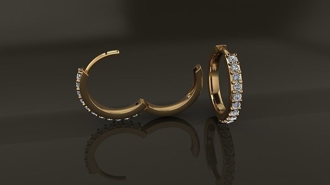 Earring One Sided Diamond Hoop Mid Size 11mm Inside Diameter 3D print model