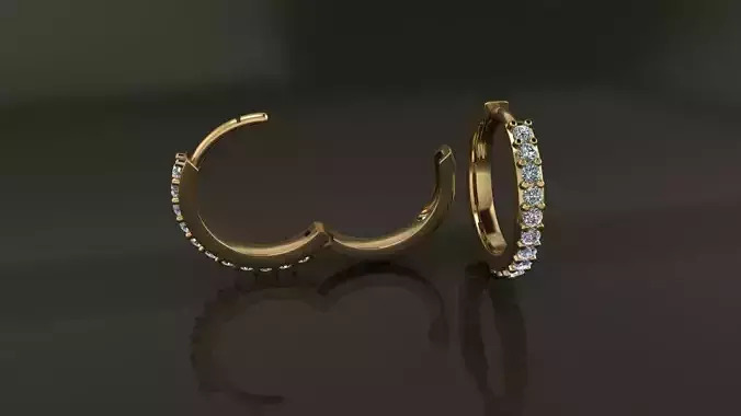 Earring One Sided Diamond Hoop Mid Size 11mm Inside Diameter 3D print model