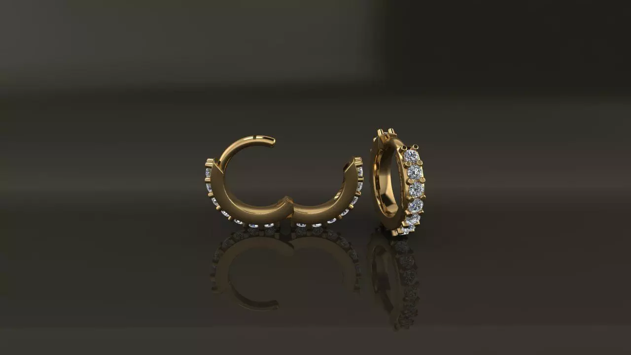 Earring Double Side Diamond Hoop Small Small 7mm Inside Diameter 3D print model