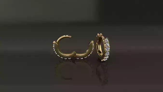 Earring Double Side Diamond Hoop Small Small 7mm Inside Diameter