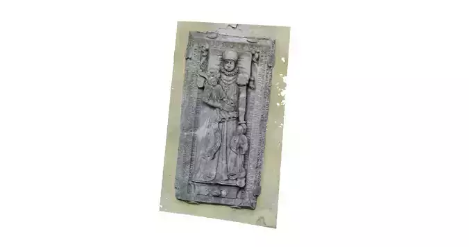Tombstone stone plaque with statue 3D model