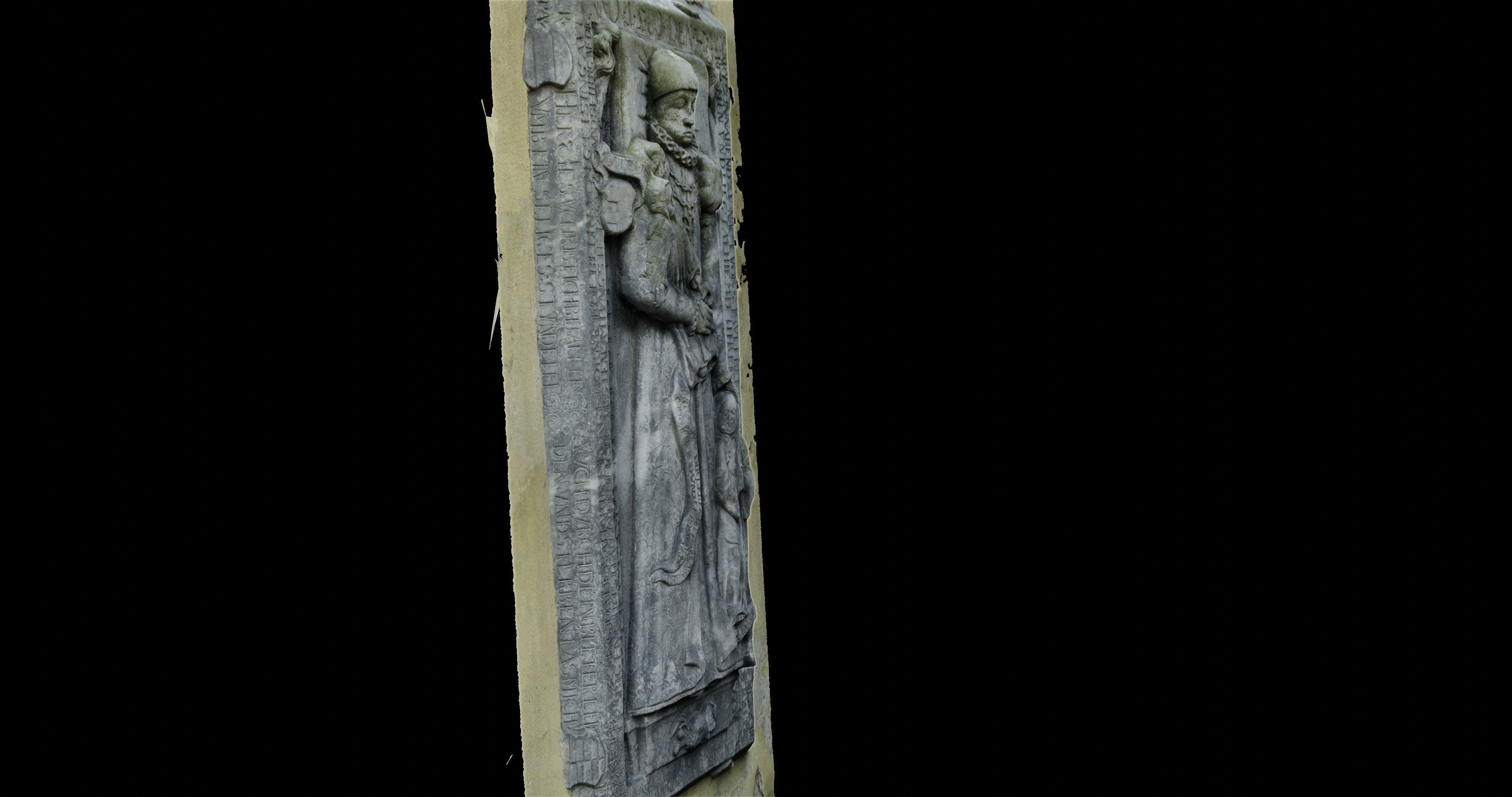 Tombstone stone plaque with statue 3D model_2