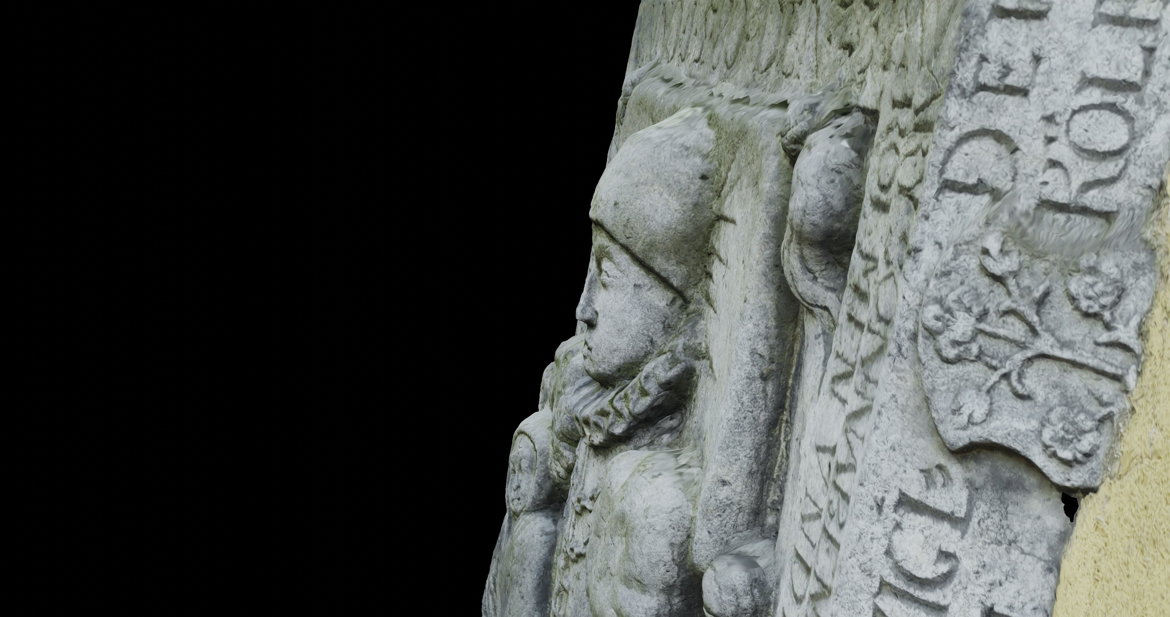 Tombstone stone plaque with statue 3D model_4