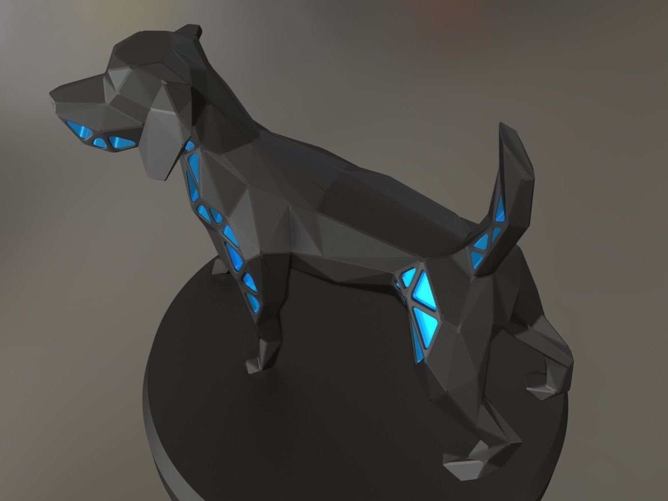 Voronoi Electric Blue Dog 3D print model_3
