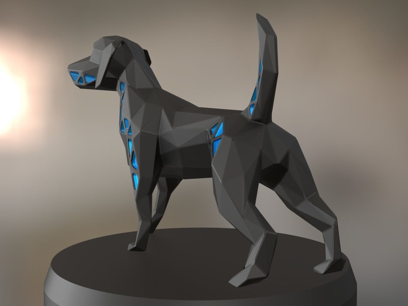 Voronoi Electric Blue Dog 3D print model_2