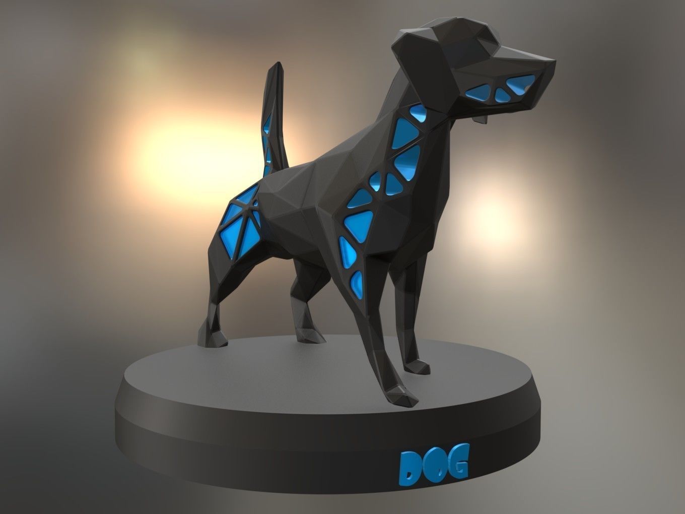 Voronoi Electric Blue Dog 3D print model_7