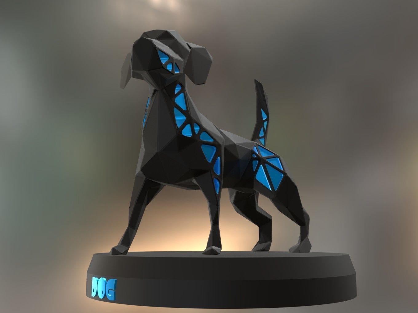 Voronoi Electric Blue Dog 3D print model_9