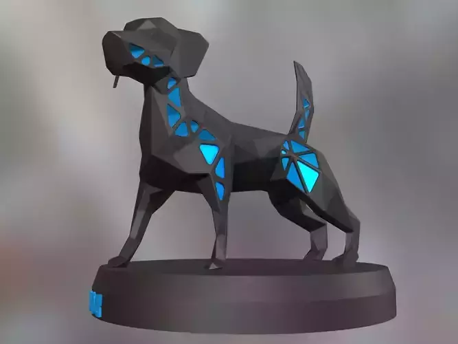Voronoi Electric Blue Dog