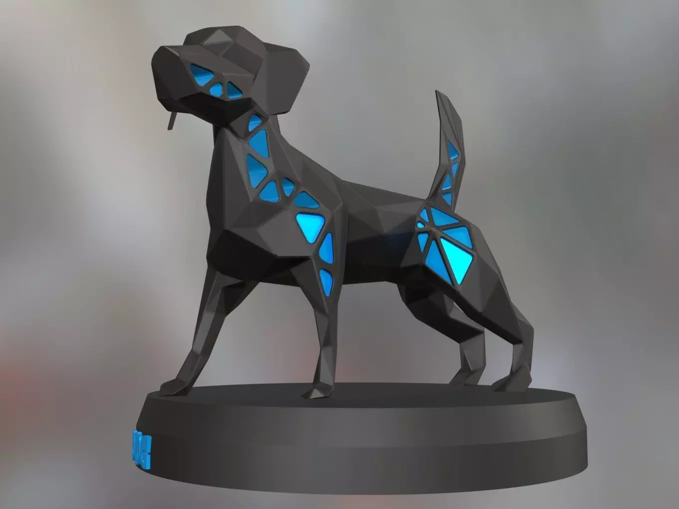 Voronoi Electric Blue Dog 3D print model_0