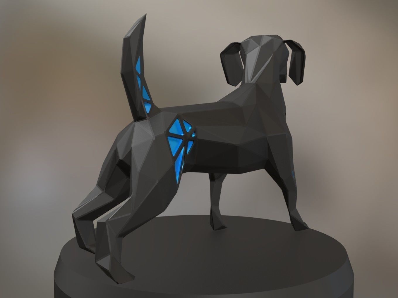 Voronoi Electric Blue Dog 3D print model_4
