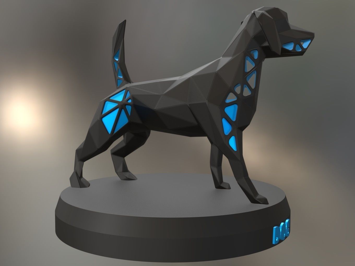 Voronoi Electric Blue Dog 3D print model_6