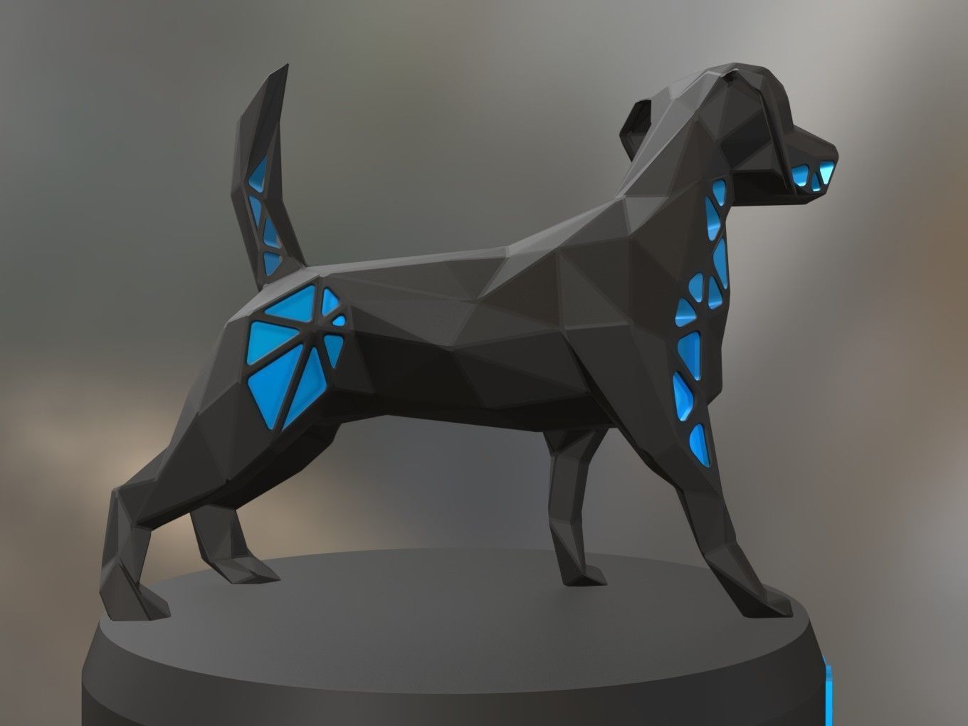Voronoi Electric Blue Dog 3D print model_5