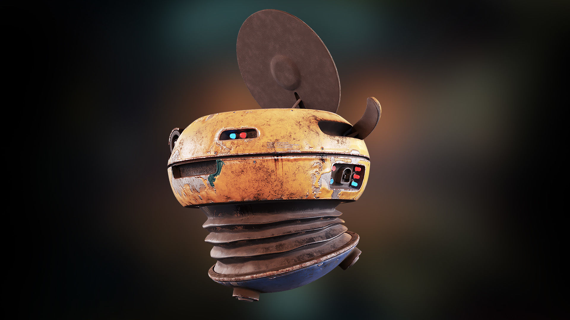 Hovering Drone Robot - Game Ready Character Low-poly 3D model_10