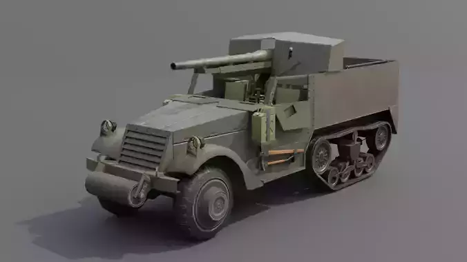 M3 GMC 75mm Halftrack Low-poly 3D model