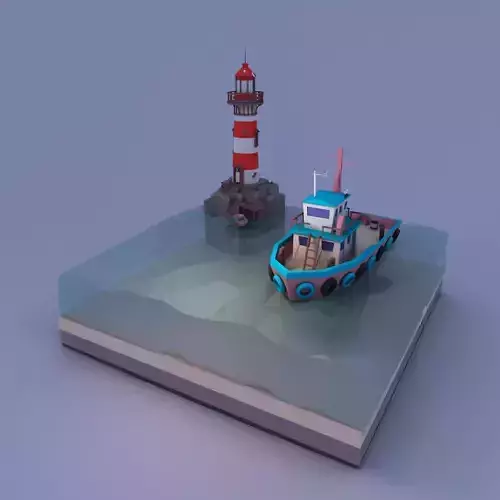 boat and lighthouse