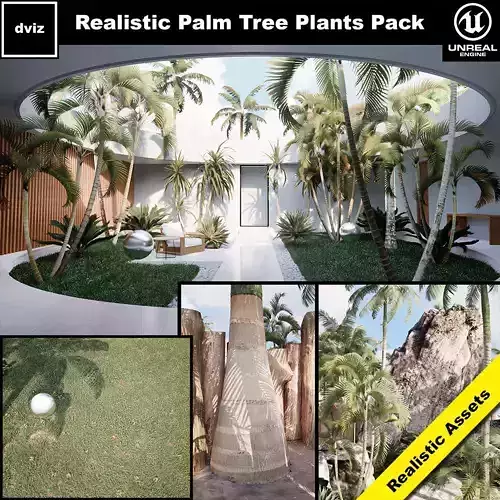 Realistic PALM TREE GRASS PLANTS