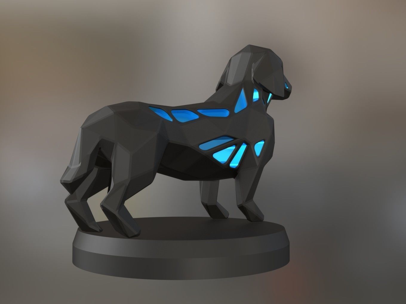 Voronoi Dachshund Dog 3D print model_5